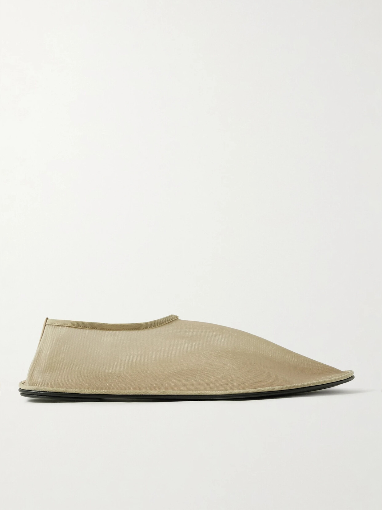 The Row - Sock Leather-trimmed Mesh Flats - Neutrals