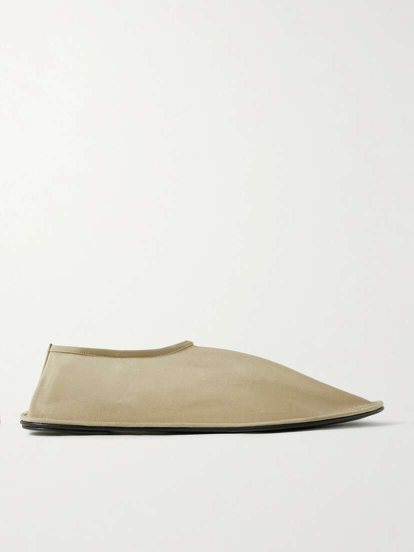 The Row Sock Leather-trimmed Mesh Flats