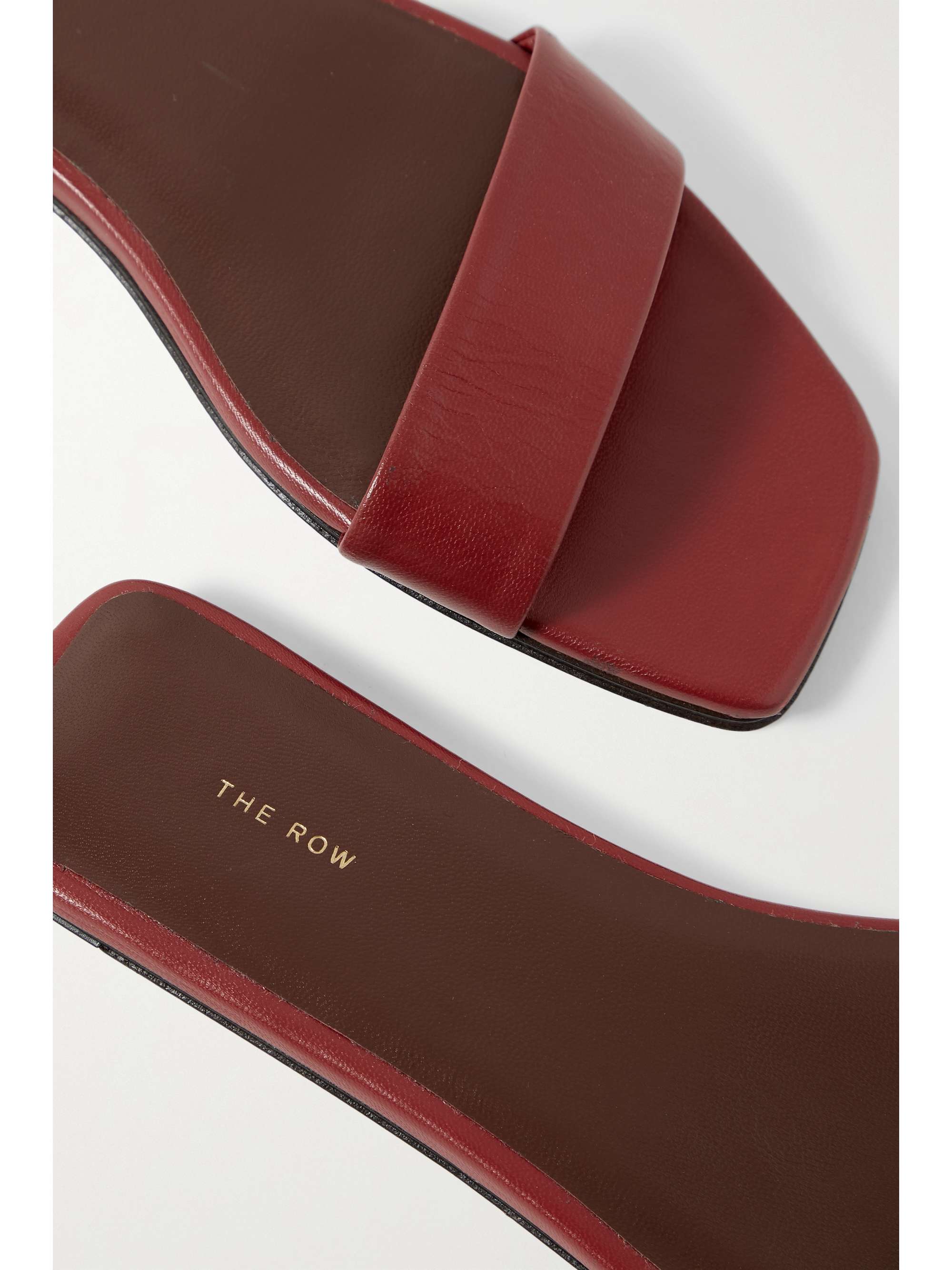 THE ROW Chocolate leather slides