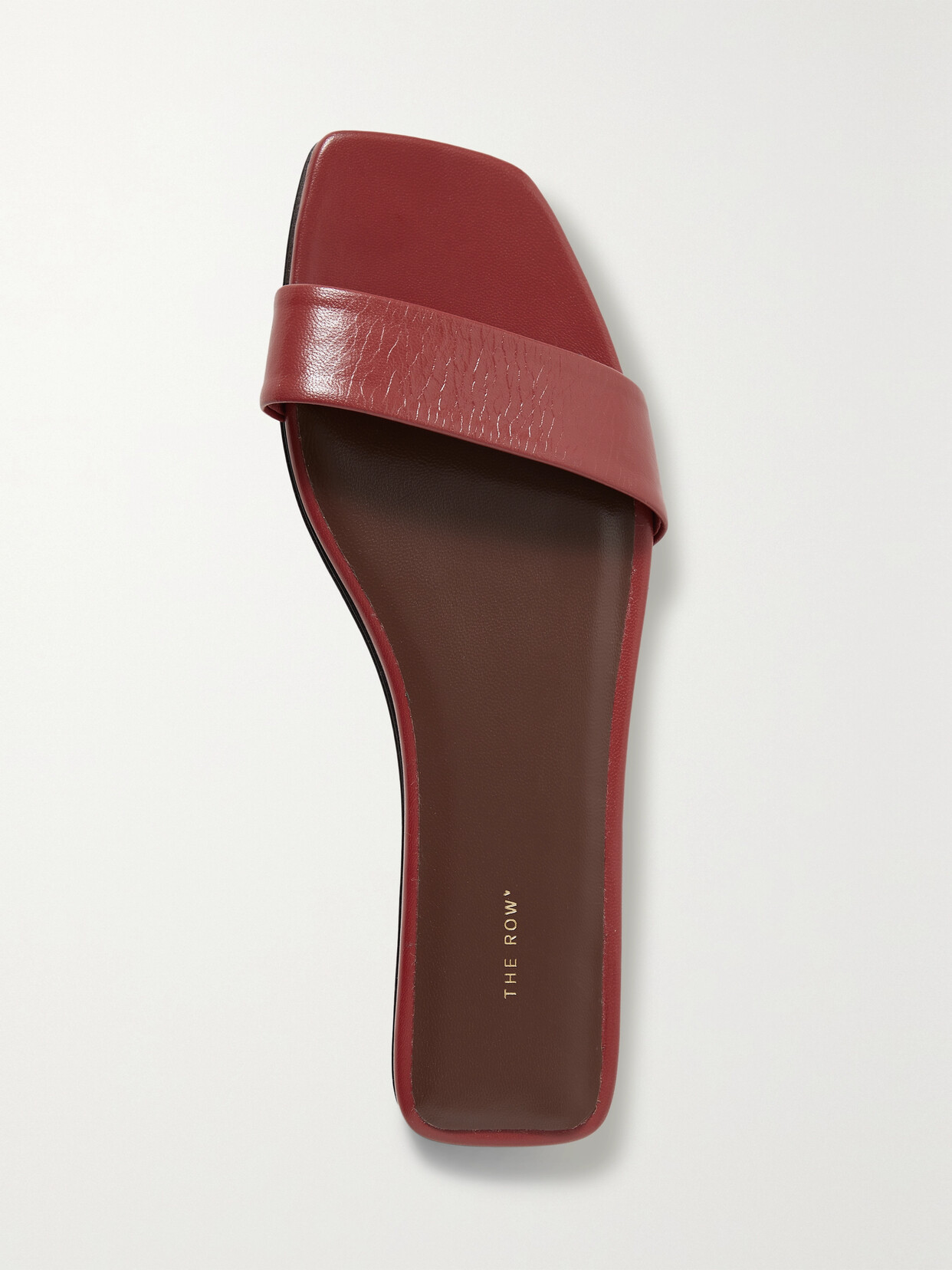 The Row - Chocolate Leather Slides - Red