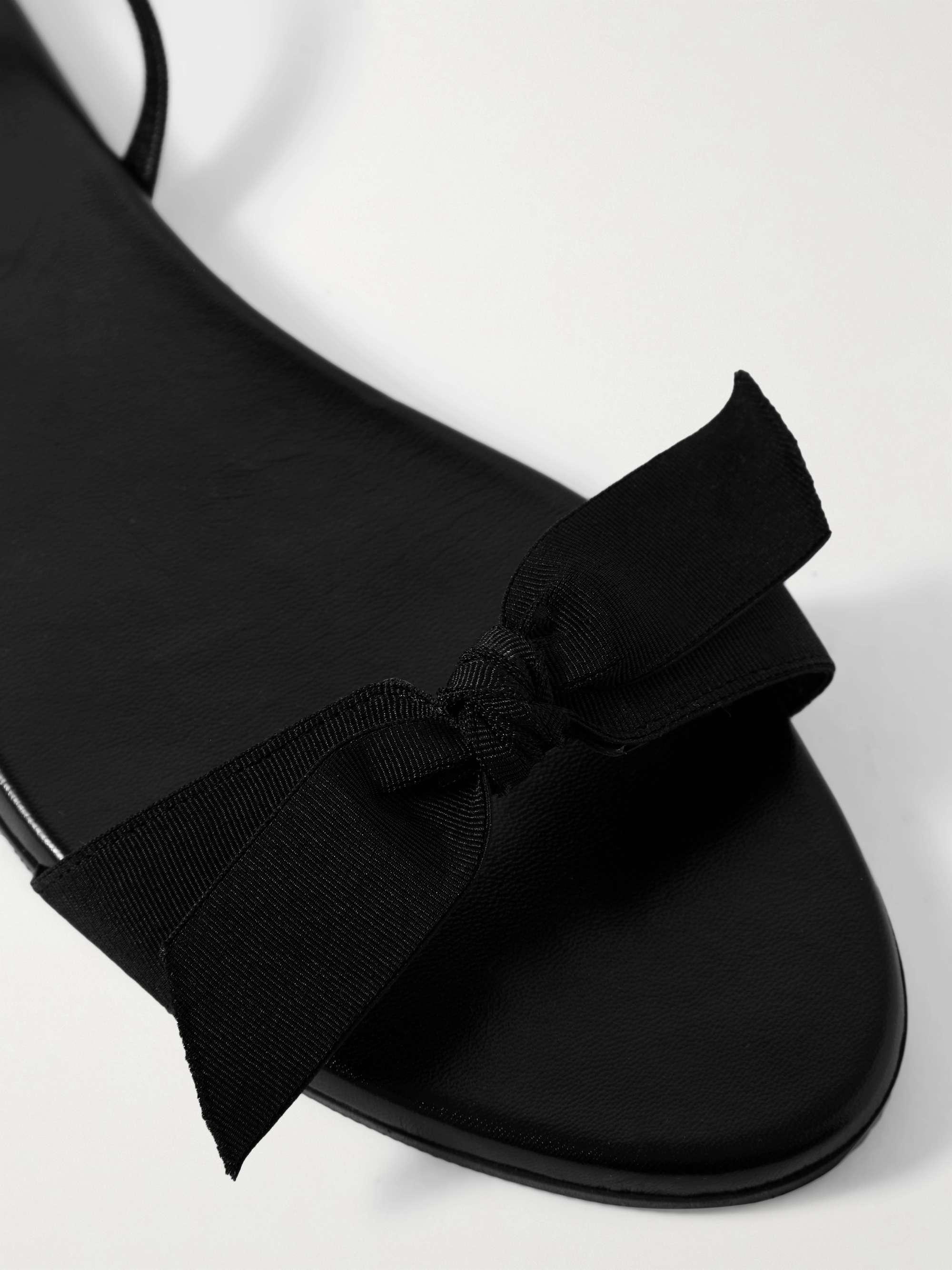 THE ROW Bow grosgrain and leather slingback sandals