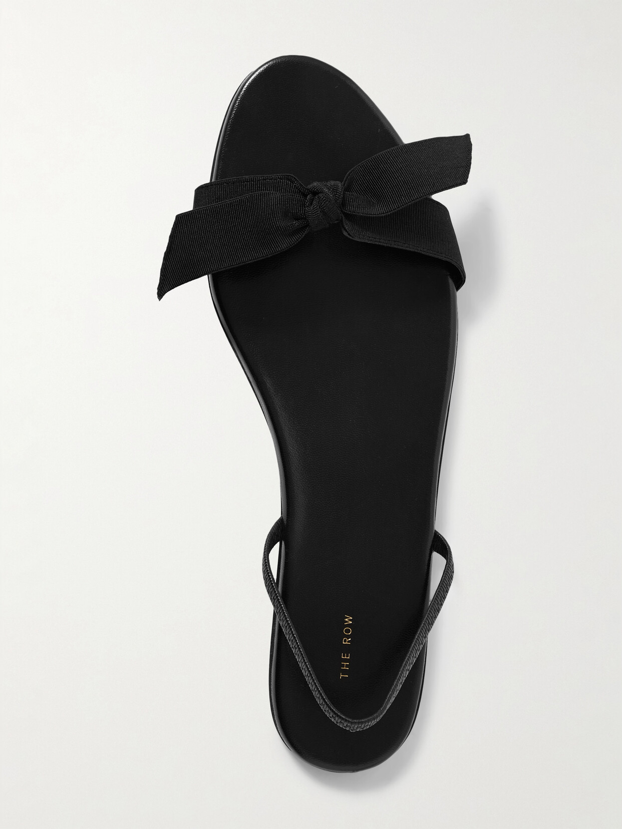 The Row Bow Grosgrain And Leather Slingback Sandals In Black