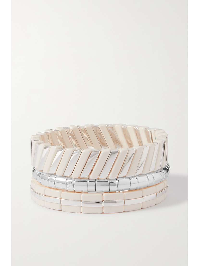 Roxanne Assoulin The Softer Side Set Of Three Silver-tone And Enamel Bracelets
