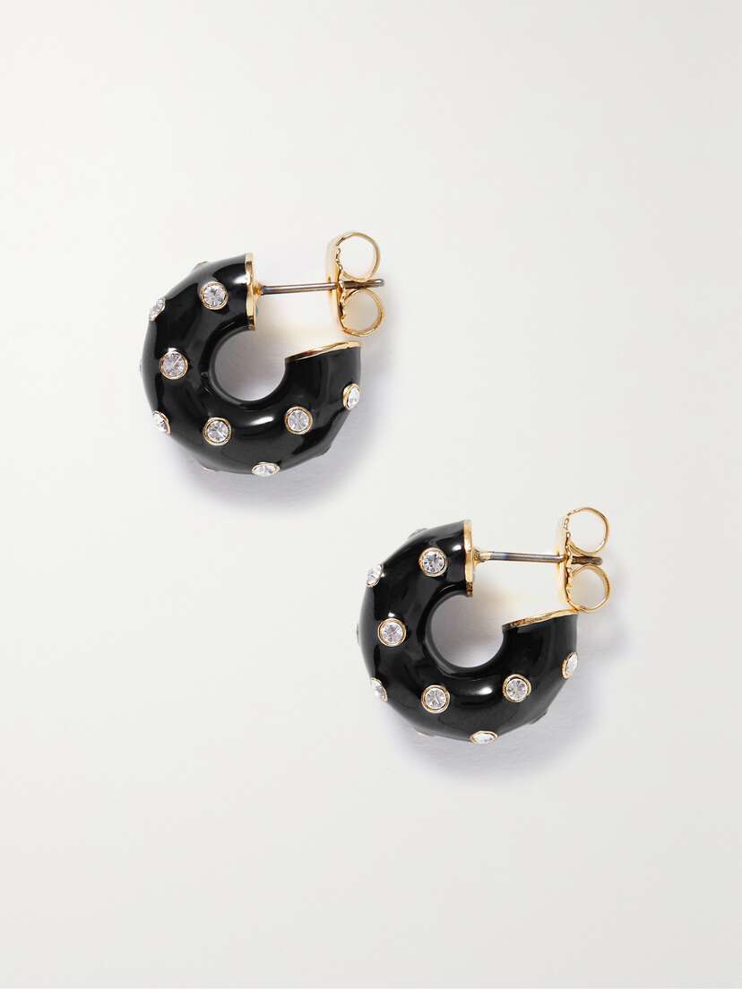 Roxanne Assoulin Twinkle Twinkle Gold-tone, Enamel And Cubic Zirconia Hoop Earrings
