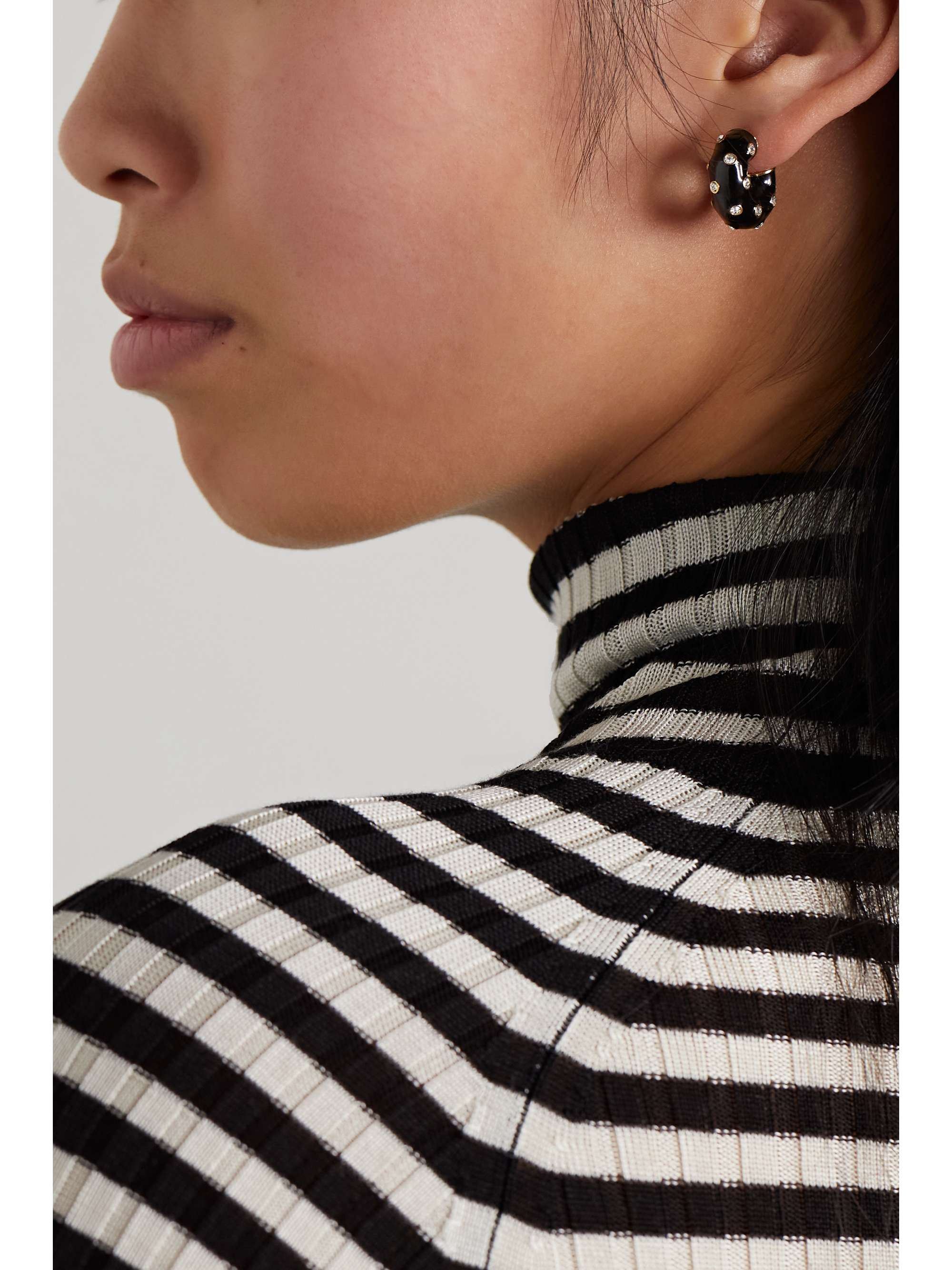 ROXANNE ASSOULIN Twinkle Twinkle gold-tone, enamel and cubic zirconia hoop earrings