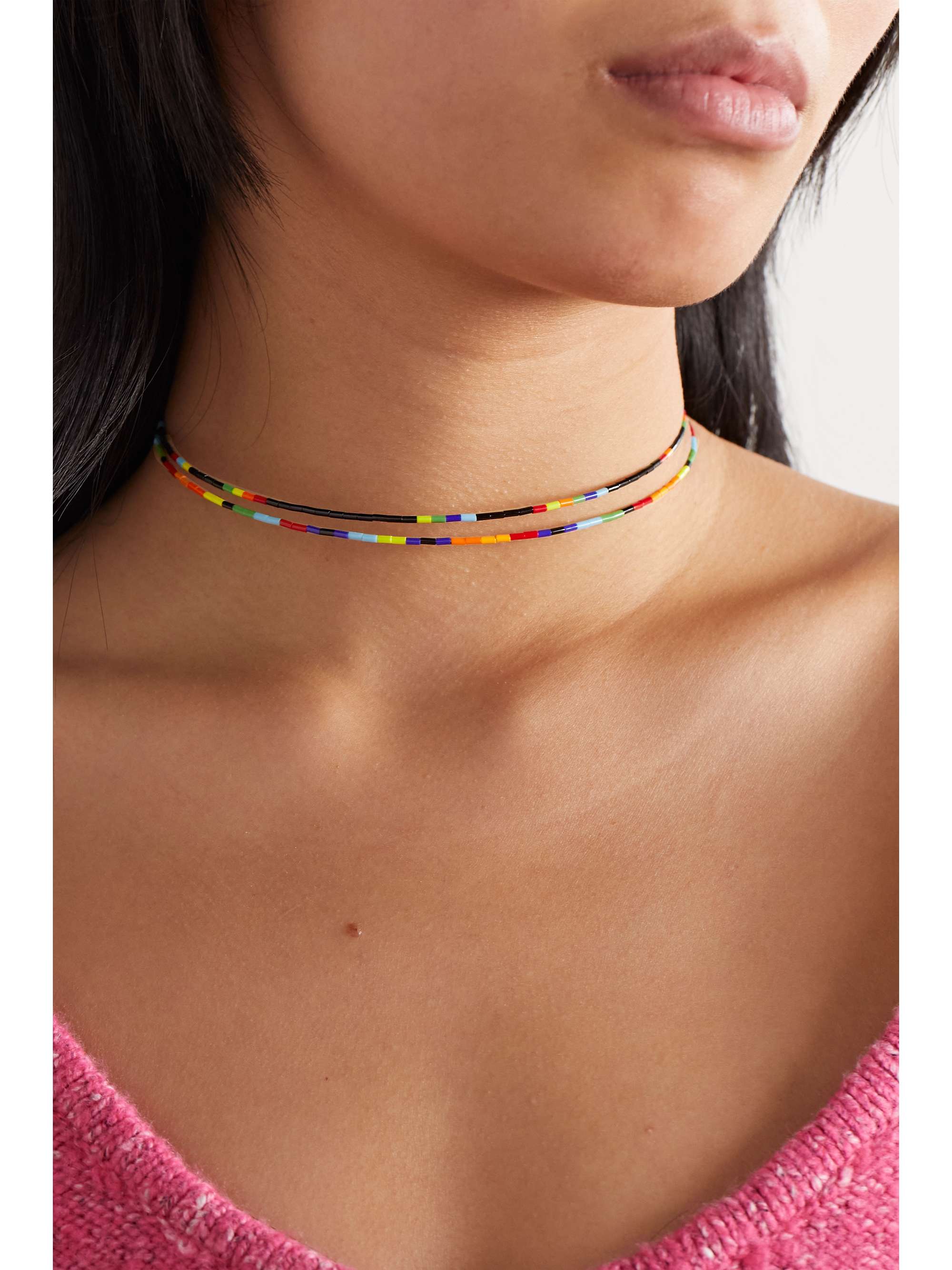 ROXANNE ASSOULIN All Choked Up set of two enamel and gold-tone chokers