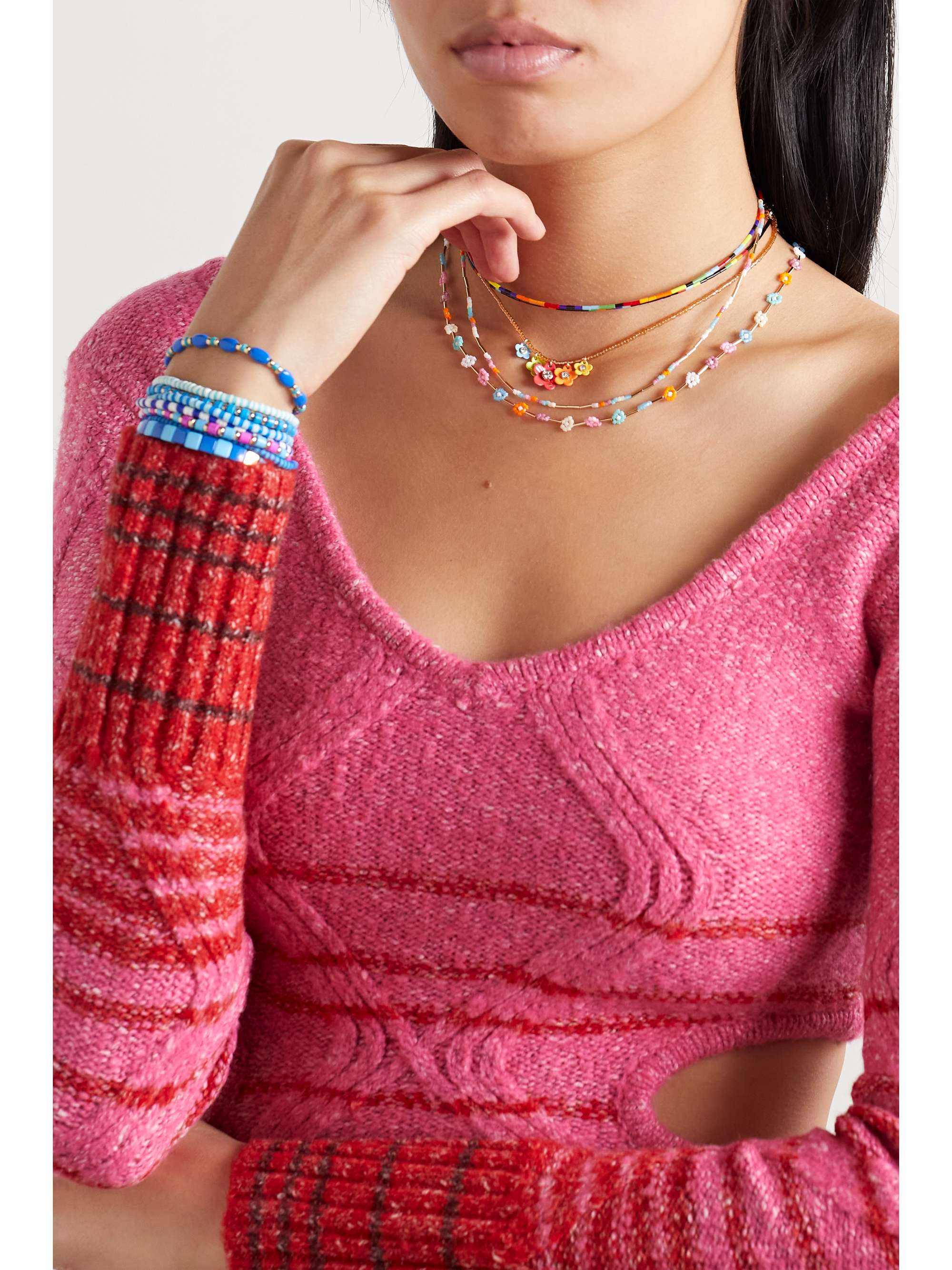 ROXANNE ASSOULIN All Choked Up set of two enamel and gold-tone chokers