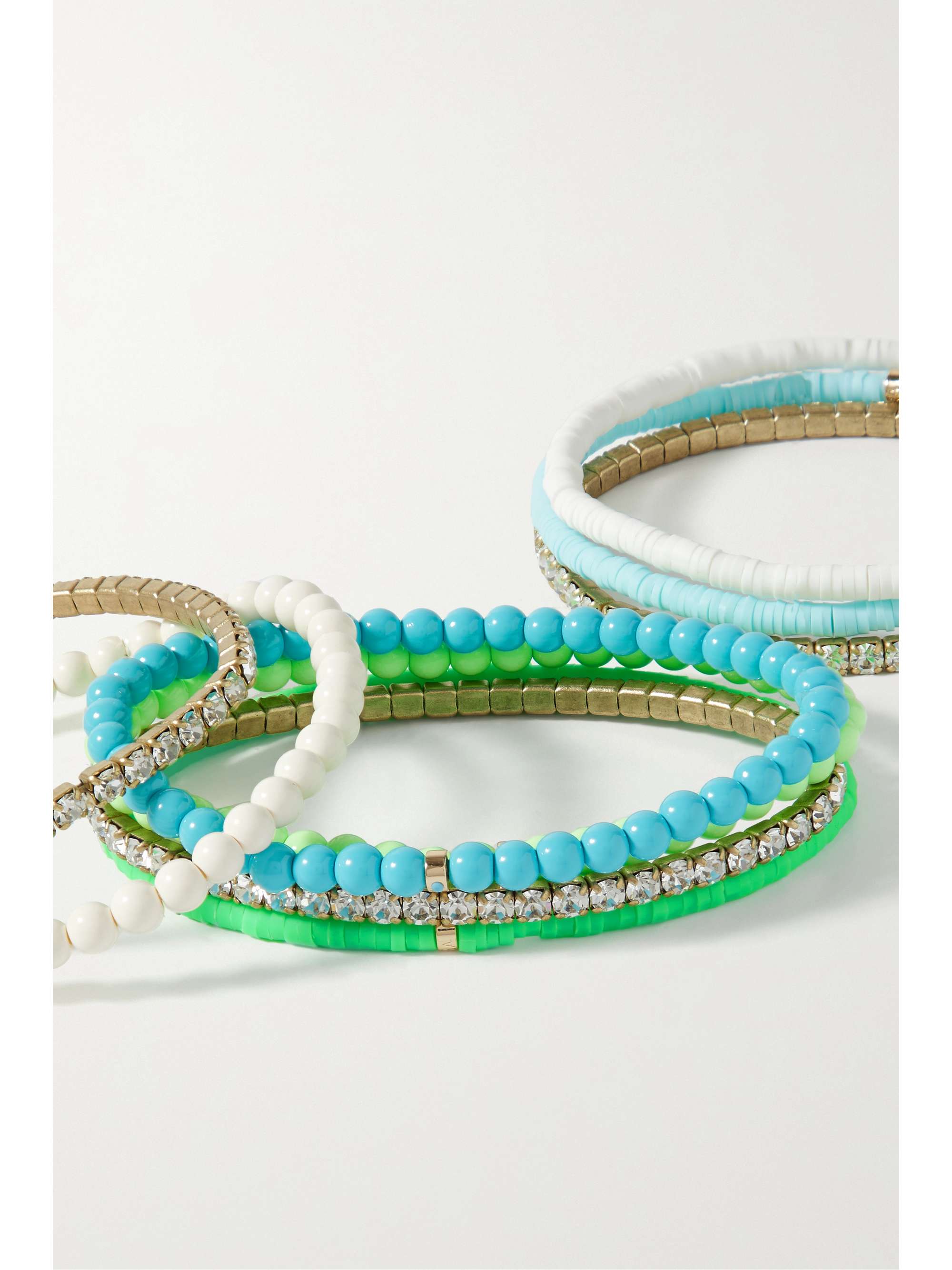 ROXANNE ASSOULIN Set of nine beaded, gold-tone and crystal bracelets