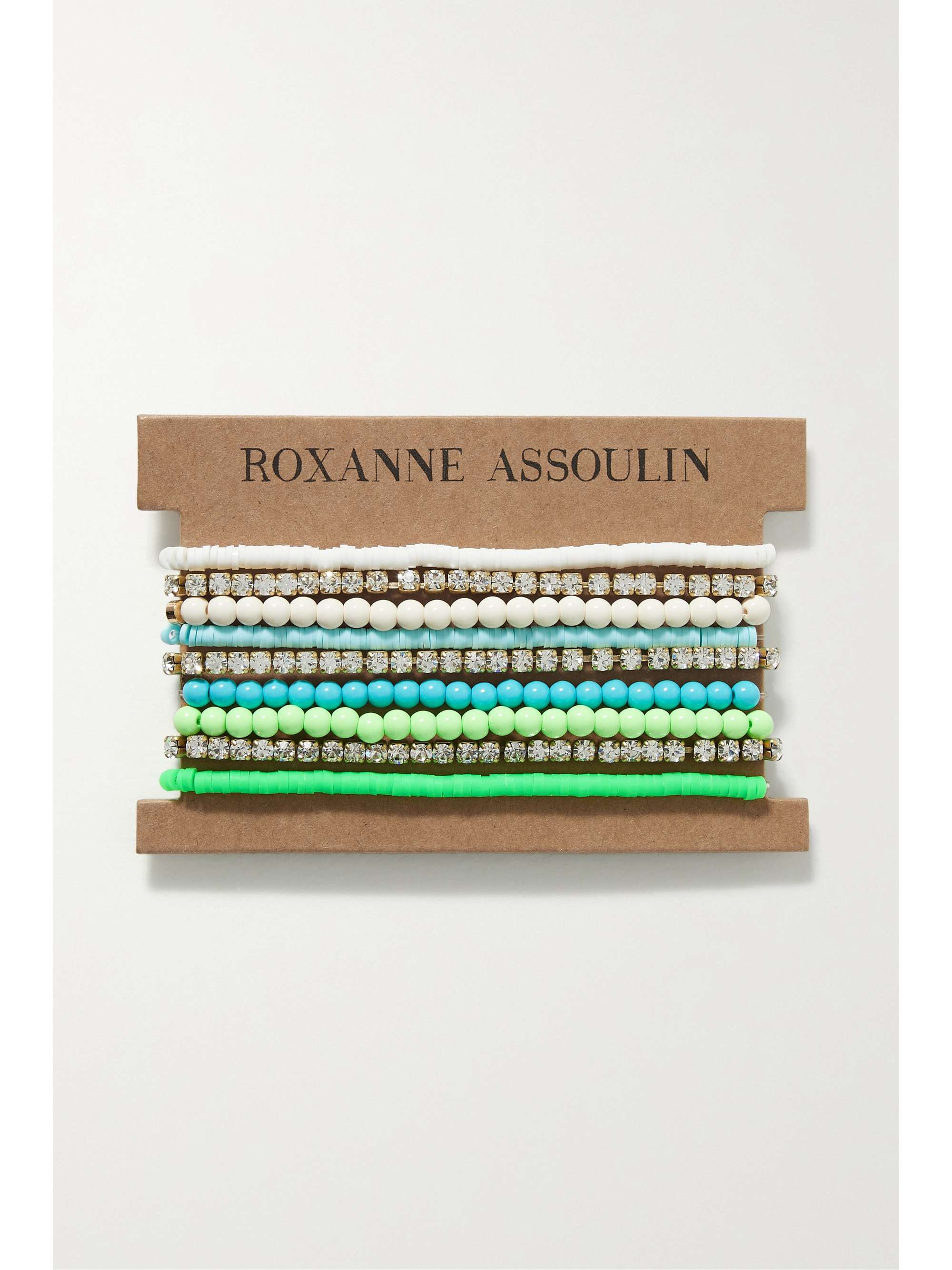 ROXANNE ASSOULIN Set of nine beaded, gold-tone and crystal bracelets