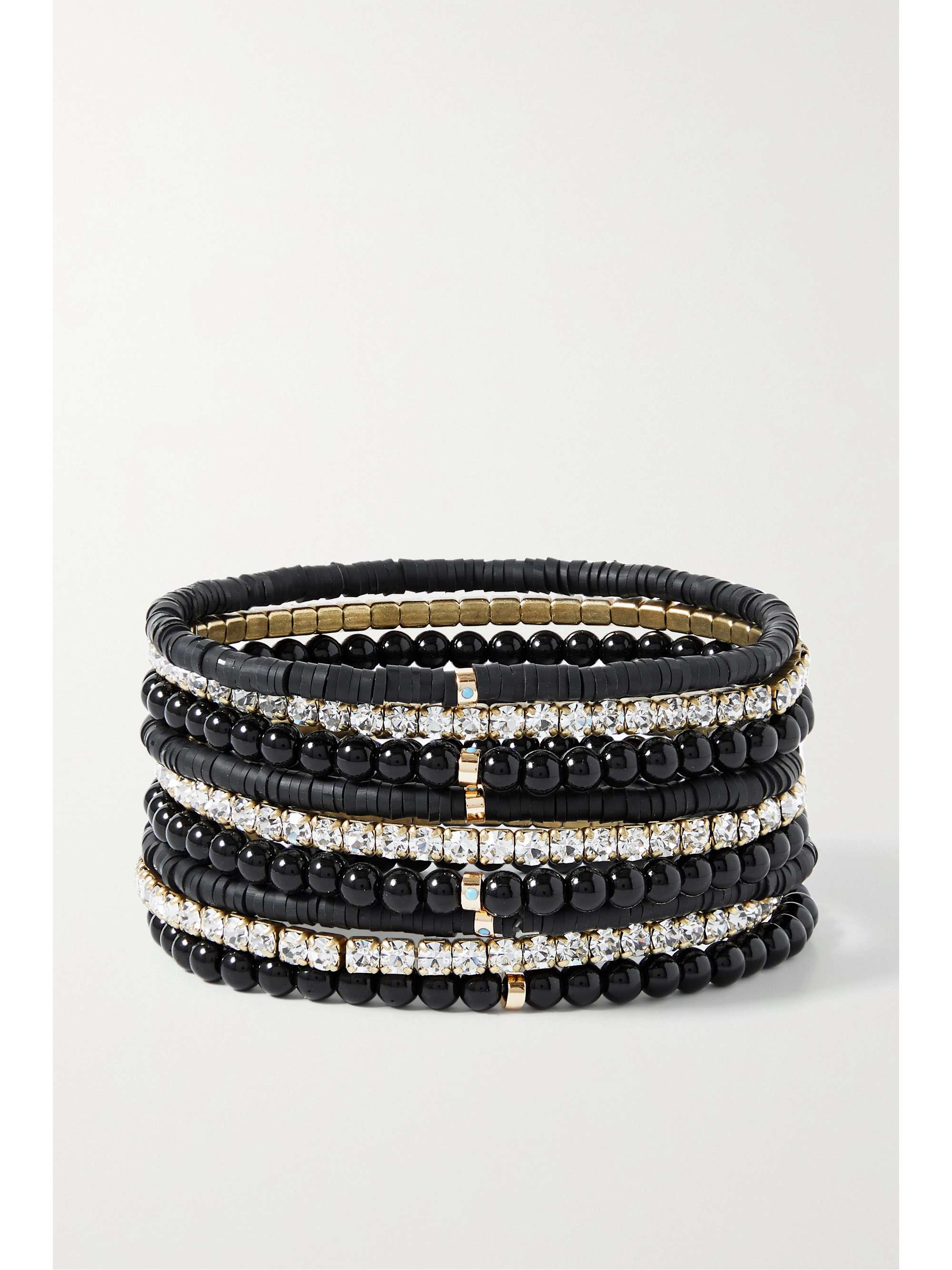 ROXANNE ASSOULIN Set of nine beaded, gold-tone and crystal bracelets
