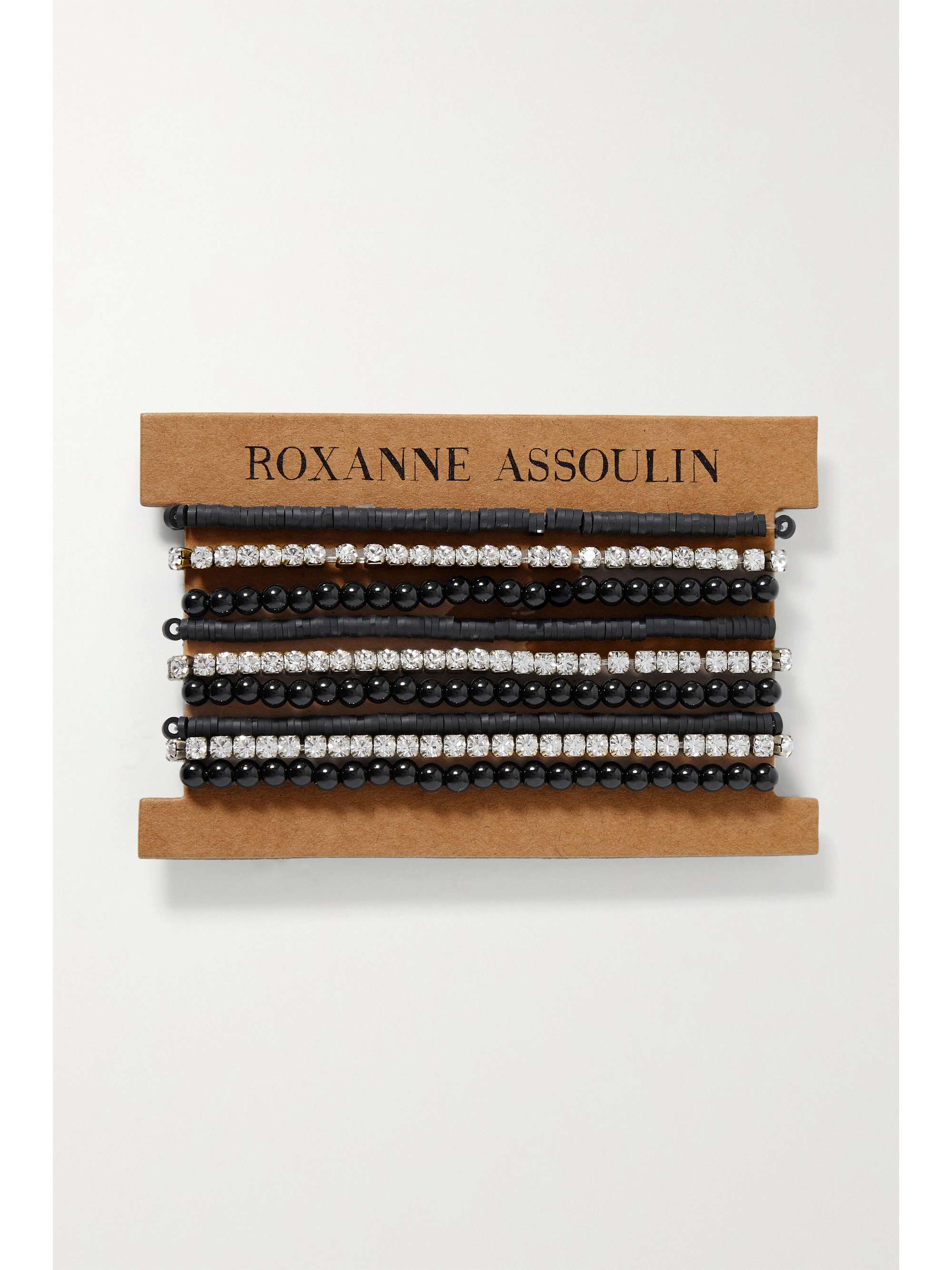 ROXANNE ASSOULIN Set of nine beaded, gold-tone and crystal bracelets