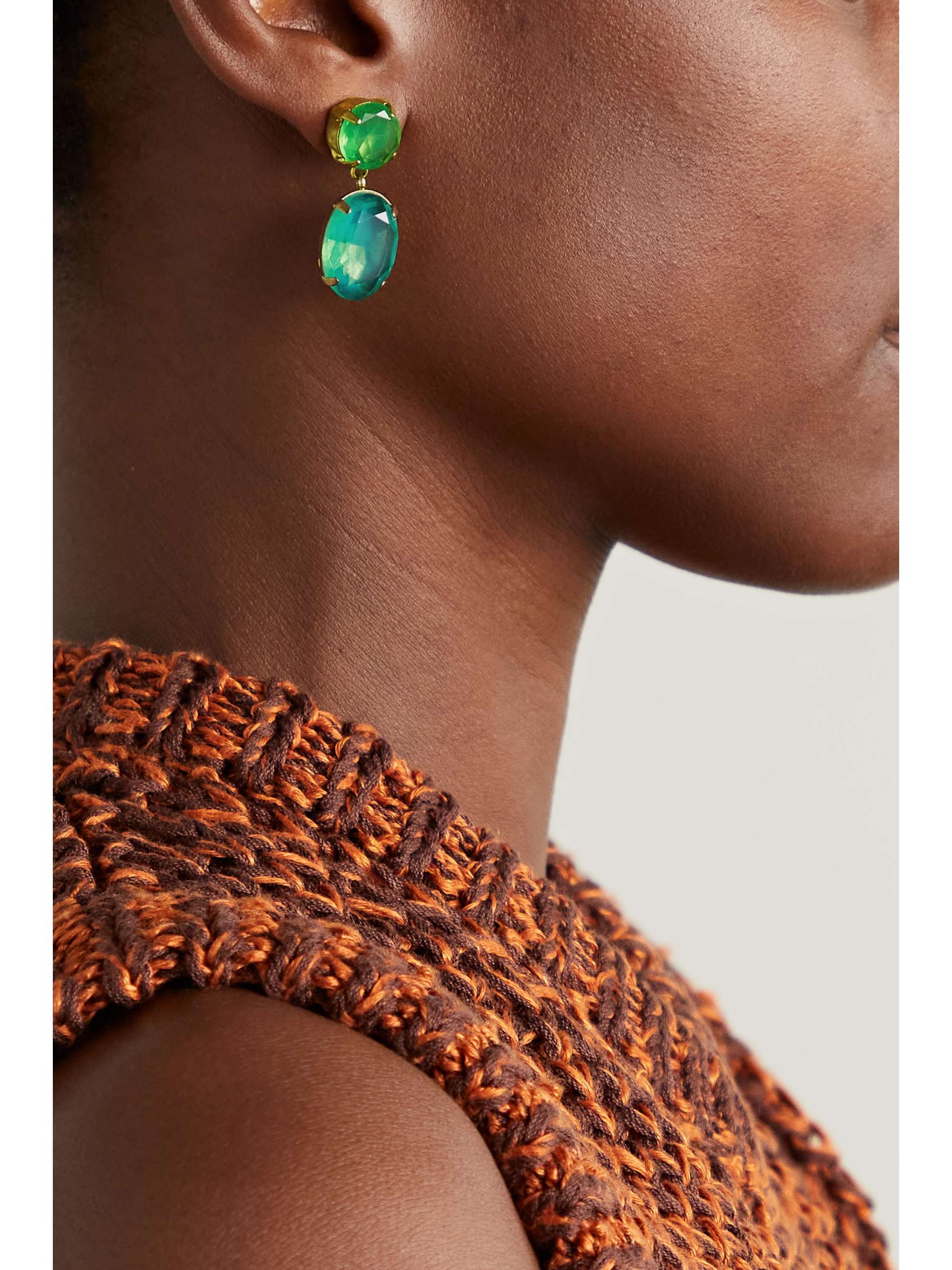 ROXANNE ASSOULIN Gold-tone glass earrings