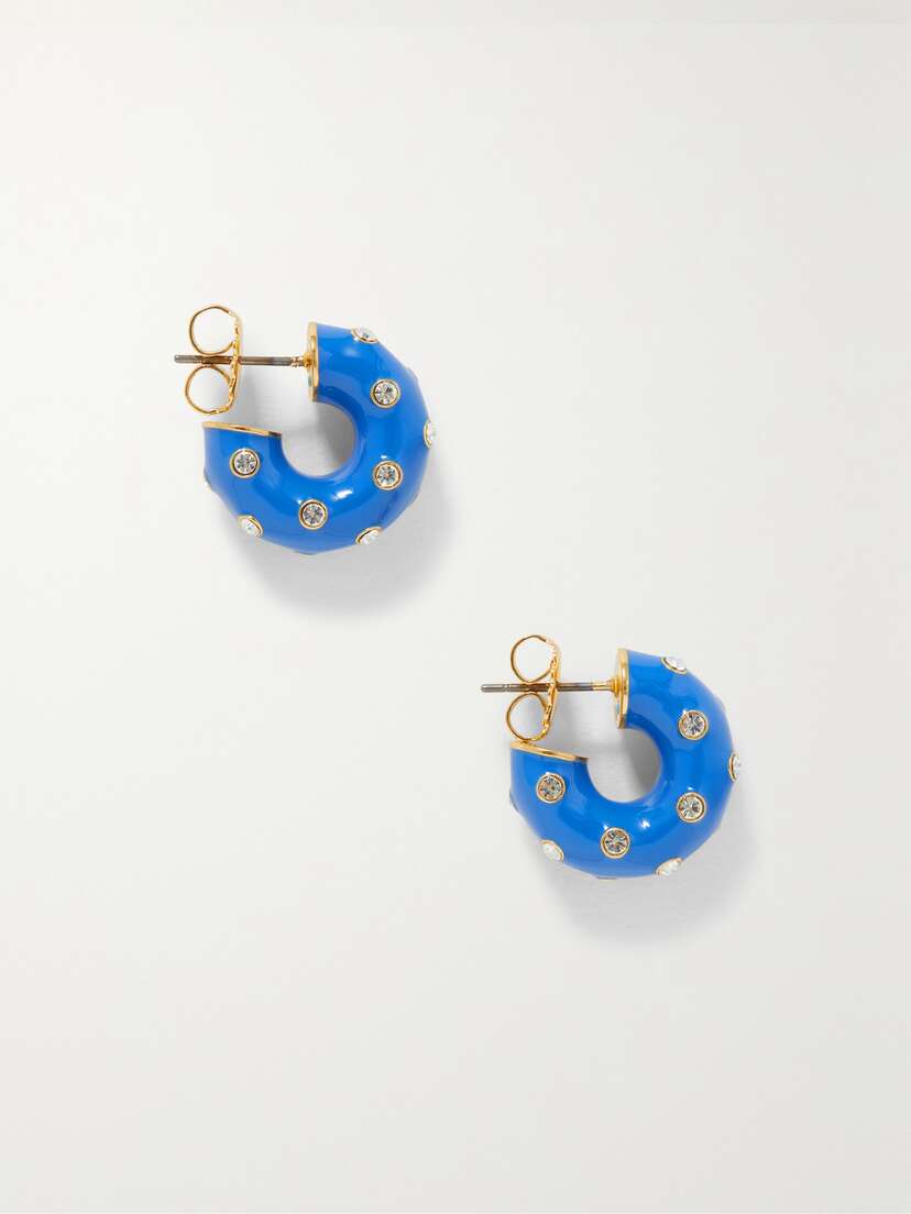 Roxanne Assoulin Twinkle Twinkle Gold-tone, Enamel And Cubic Zirconia Hoop Earrings