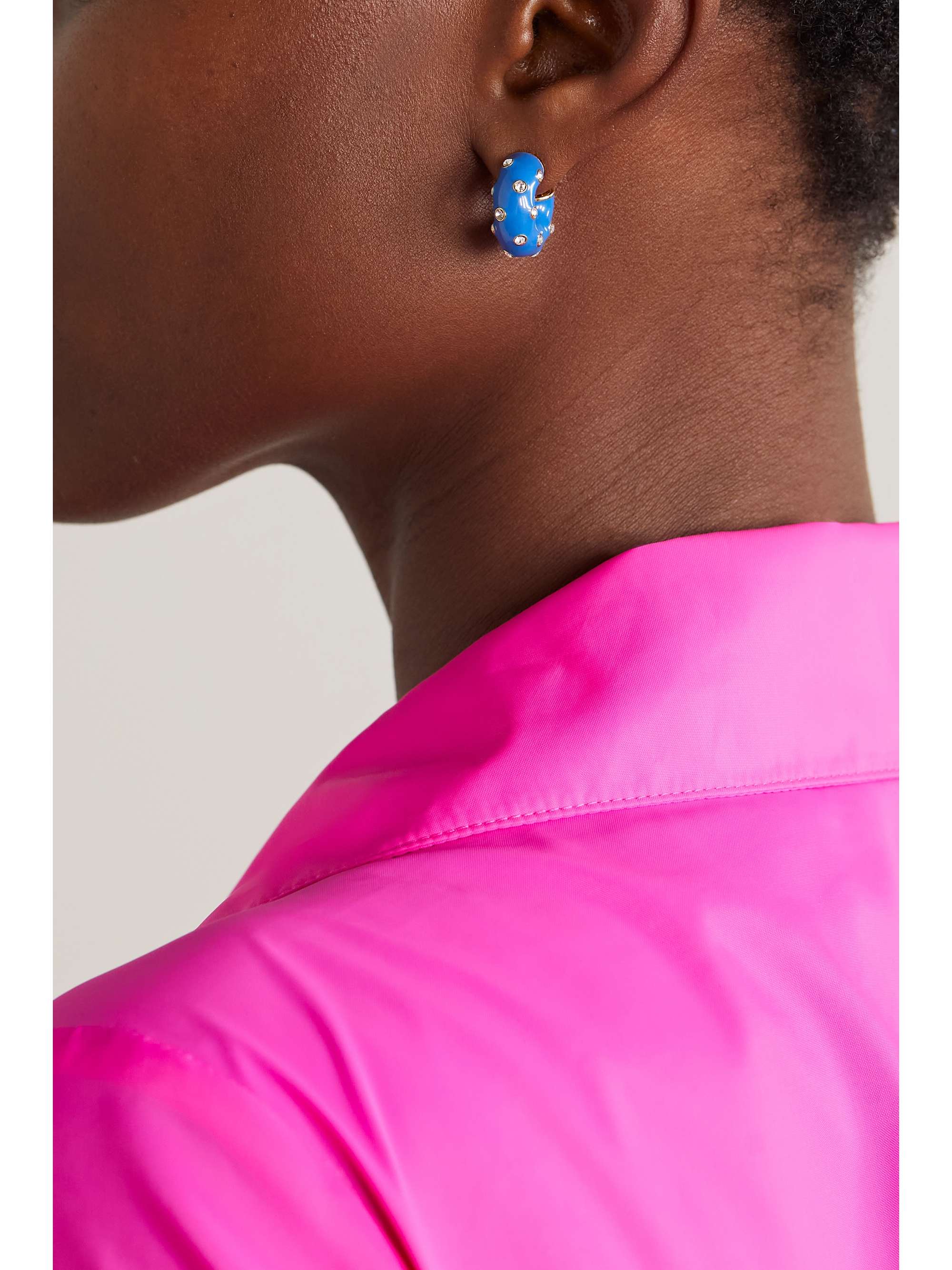 ROXANNE ASSOULIN Twinkle Twinkle gold-tone, enamel and cubic zirconia hoop earrings