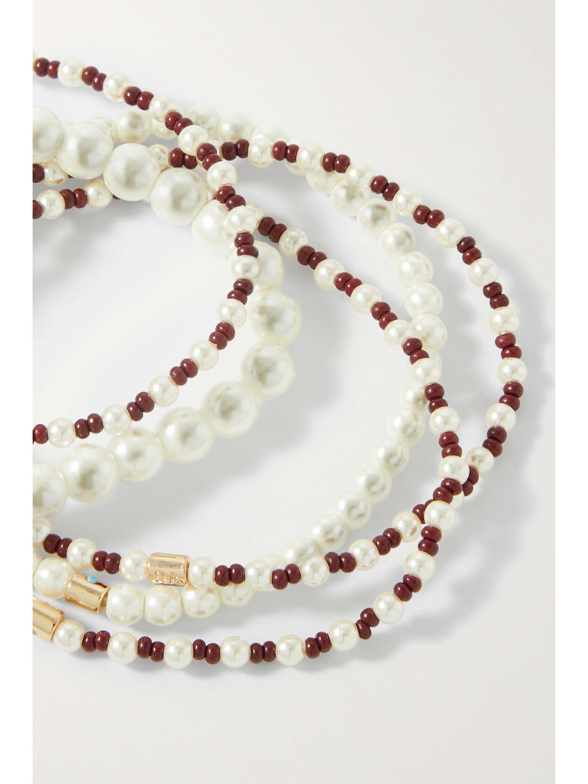 ROXANNE ASSOULIN Set of eight faux pearl, glass and gold-tone bracelets