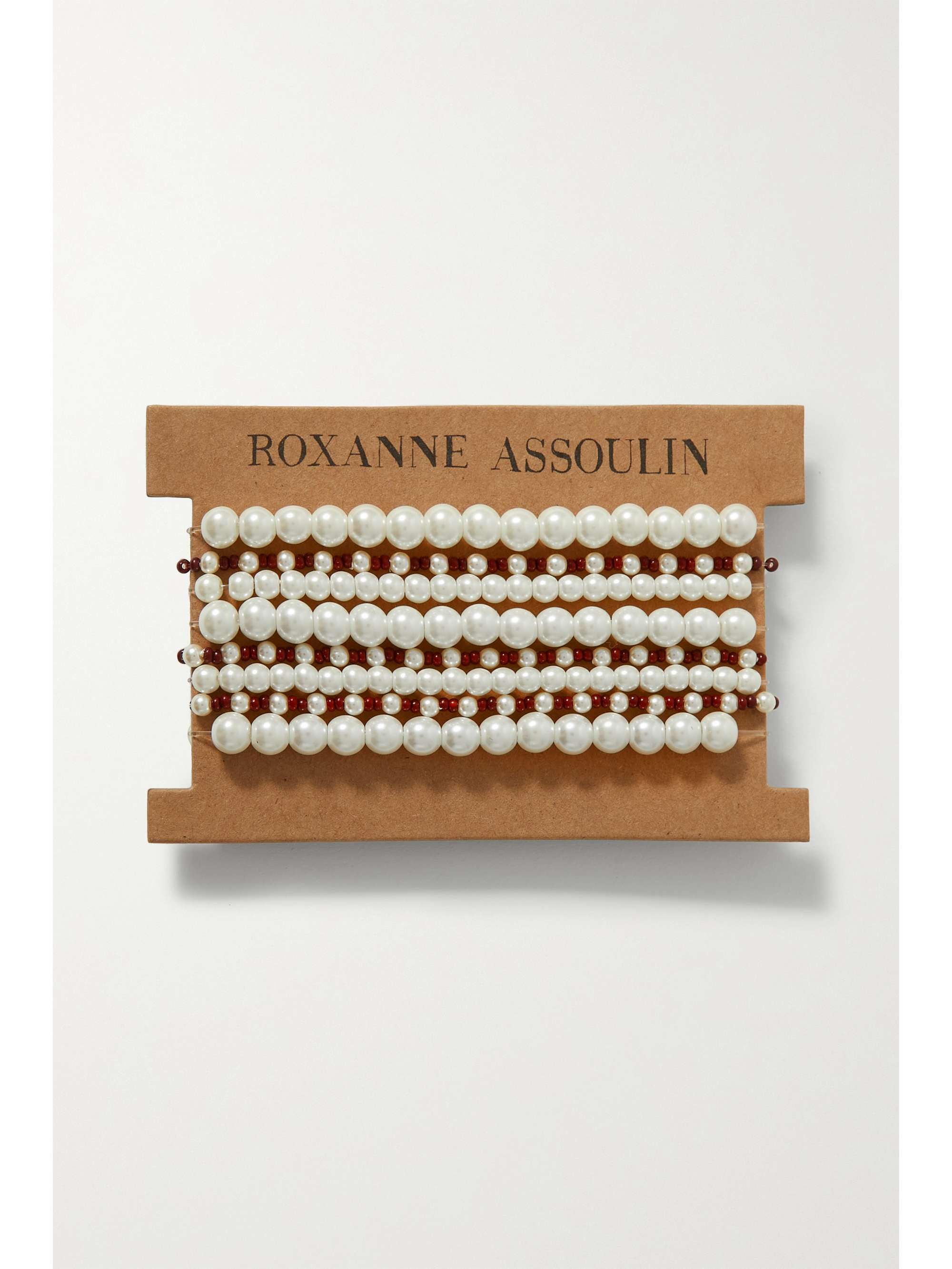 ROXANNE ASSOULIN Set of eight faux pearl, glass and gold-tone bracelets