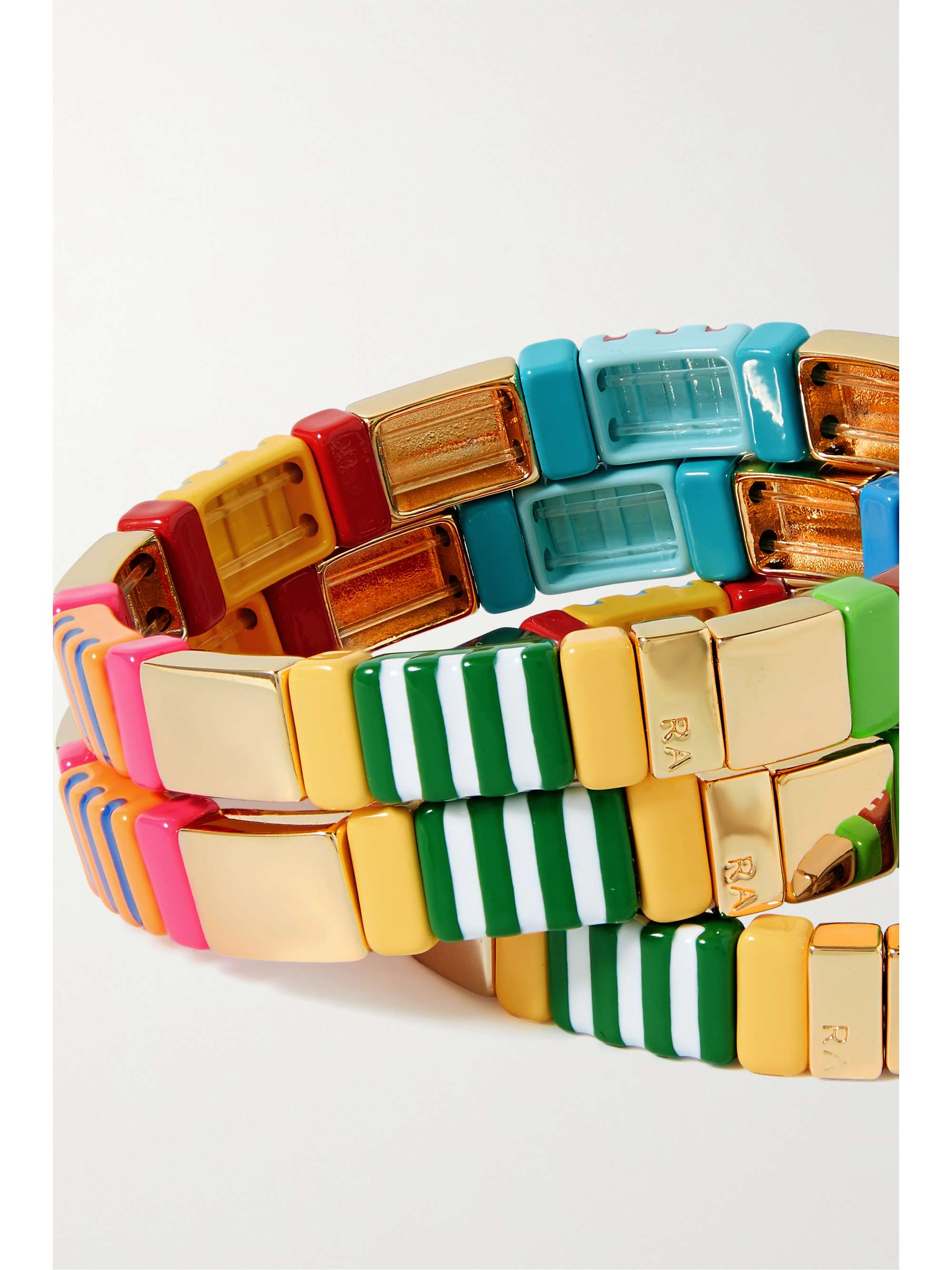 ROXANNE ASSOULIN A Walk in the Park set of three gold-tone and enamel bracelets
