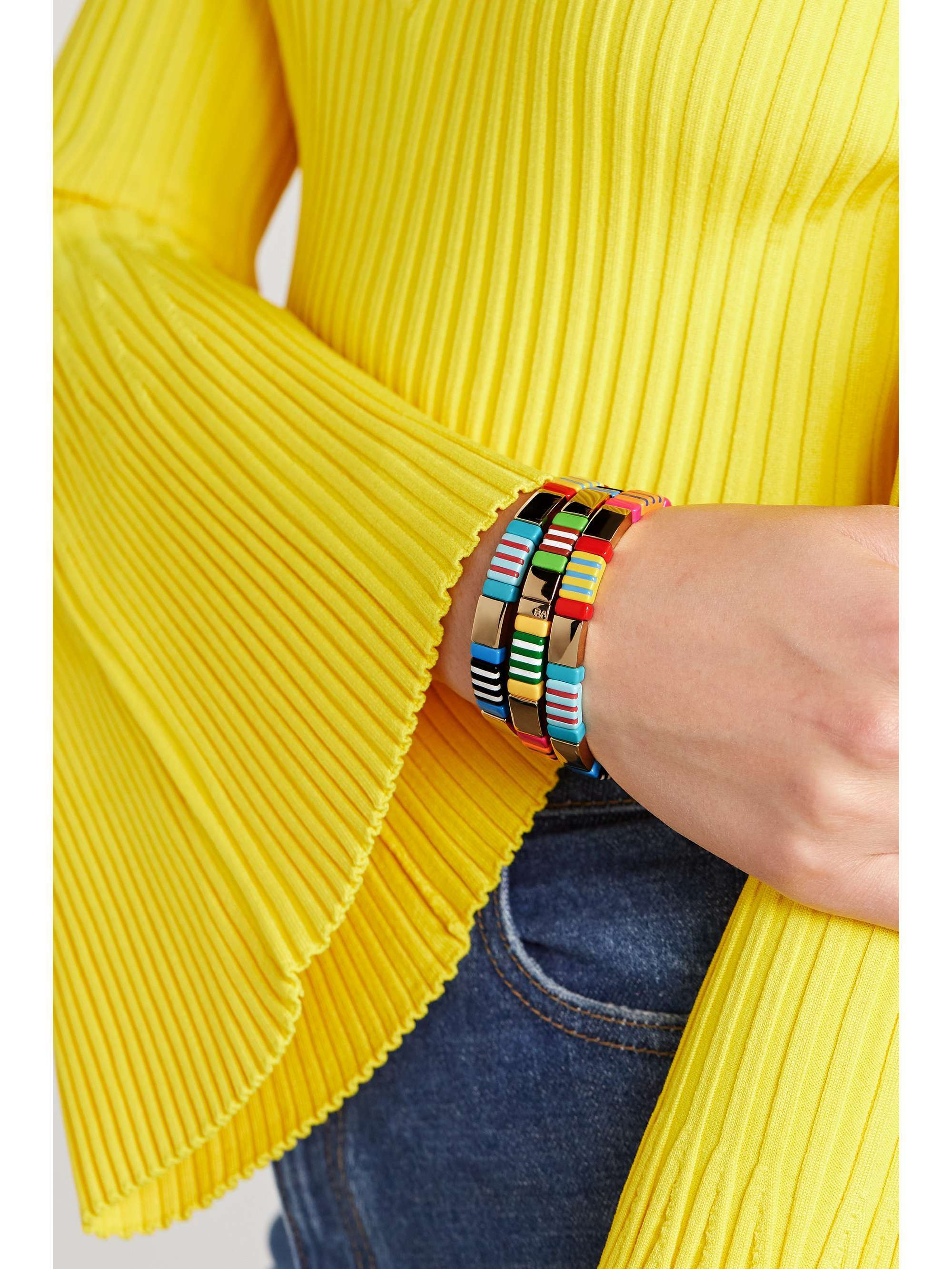 ROXANNE ASSOULIN A Walk in the Park set of three gold-tone and enamel bracelets
