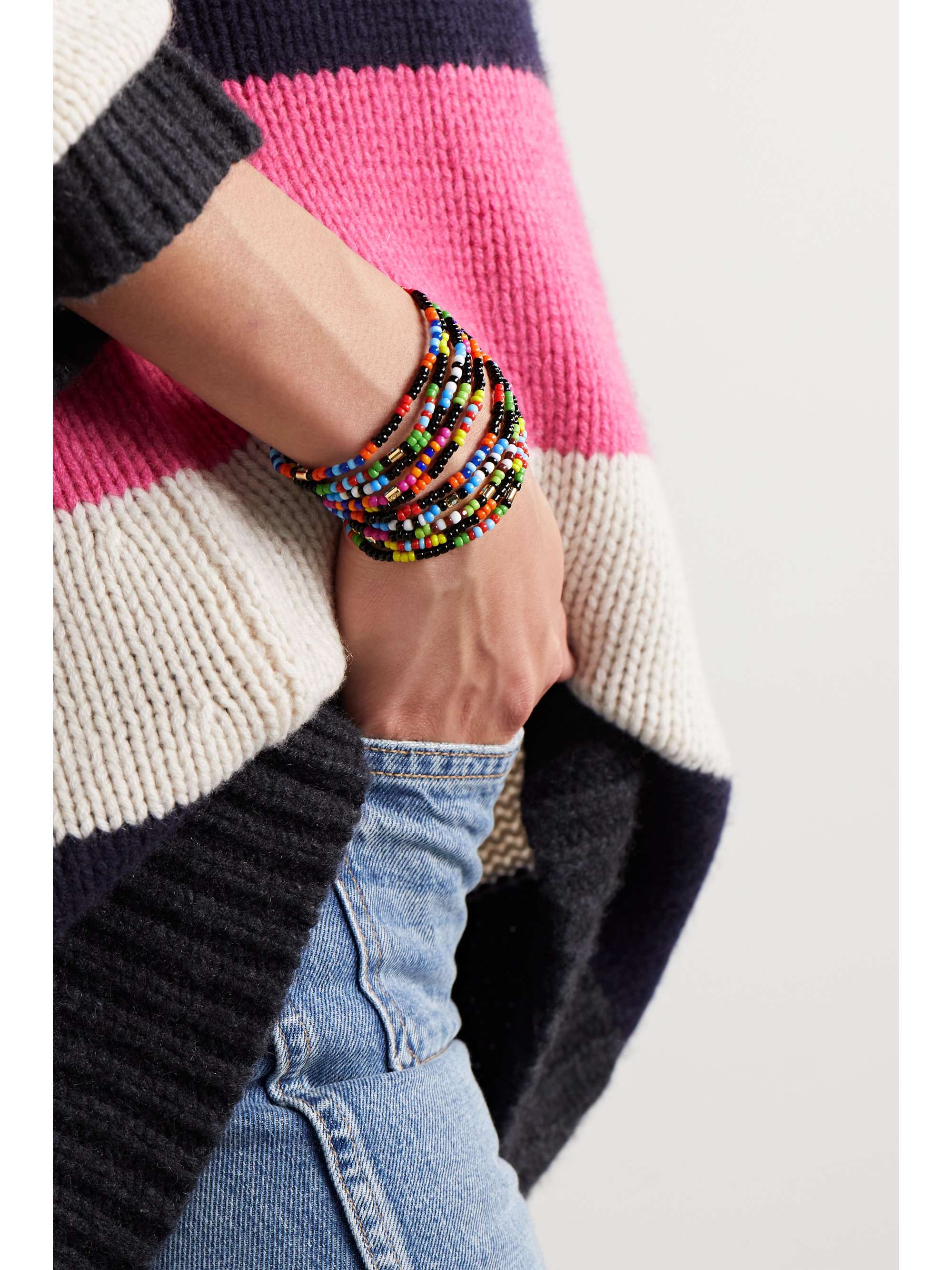 ROXANNE ASSOULIN Midnight Madness set of 10 beaded and gold-tone bracelets