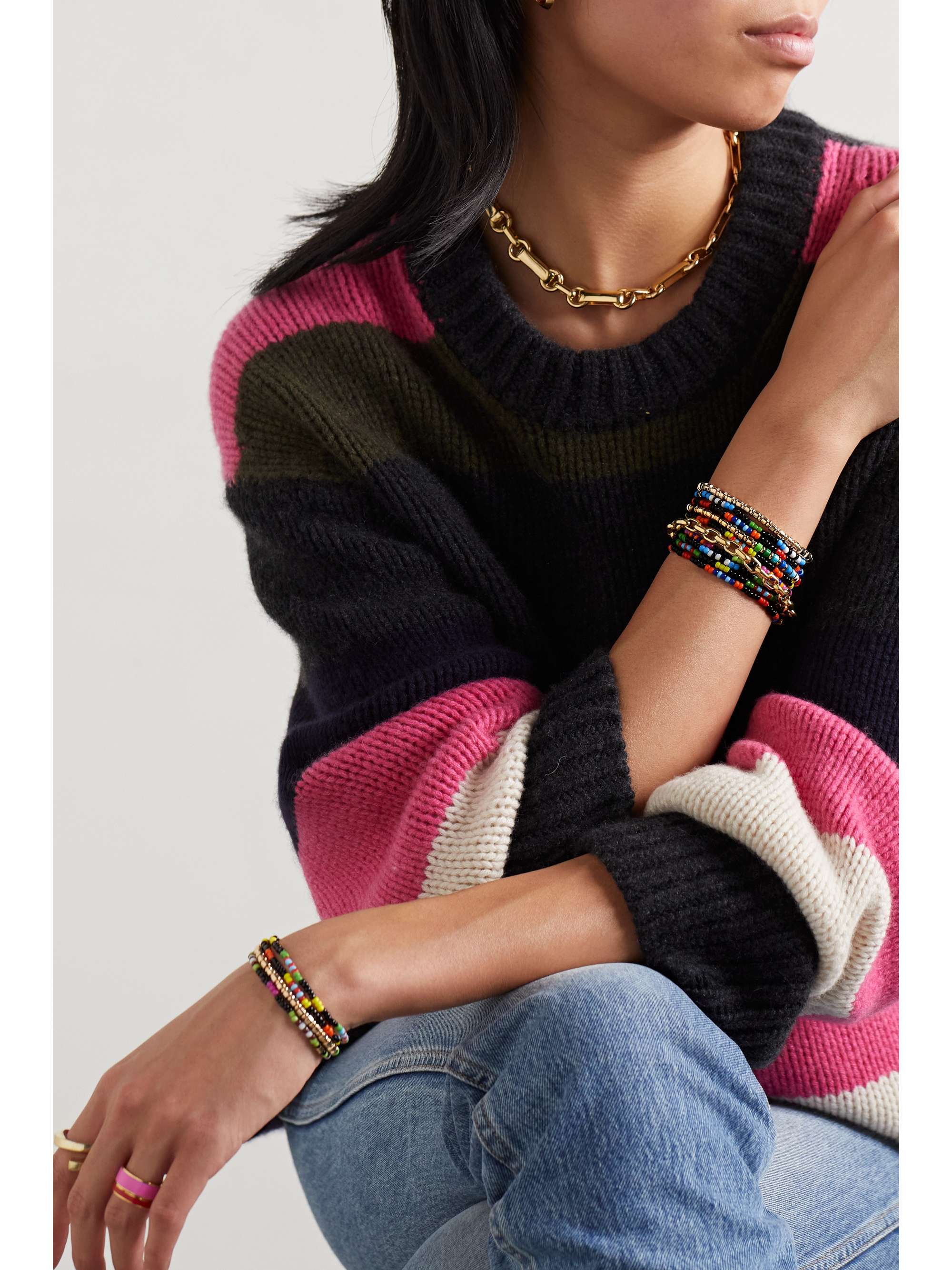 ROXANNE ASSOULIN Midnight Madness set of 10 beaded and gold-tone bracelets