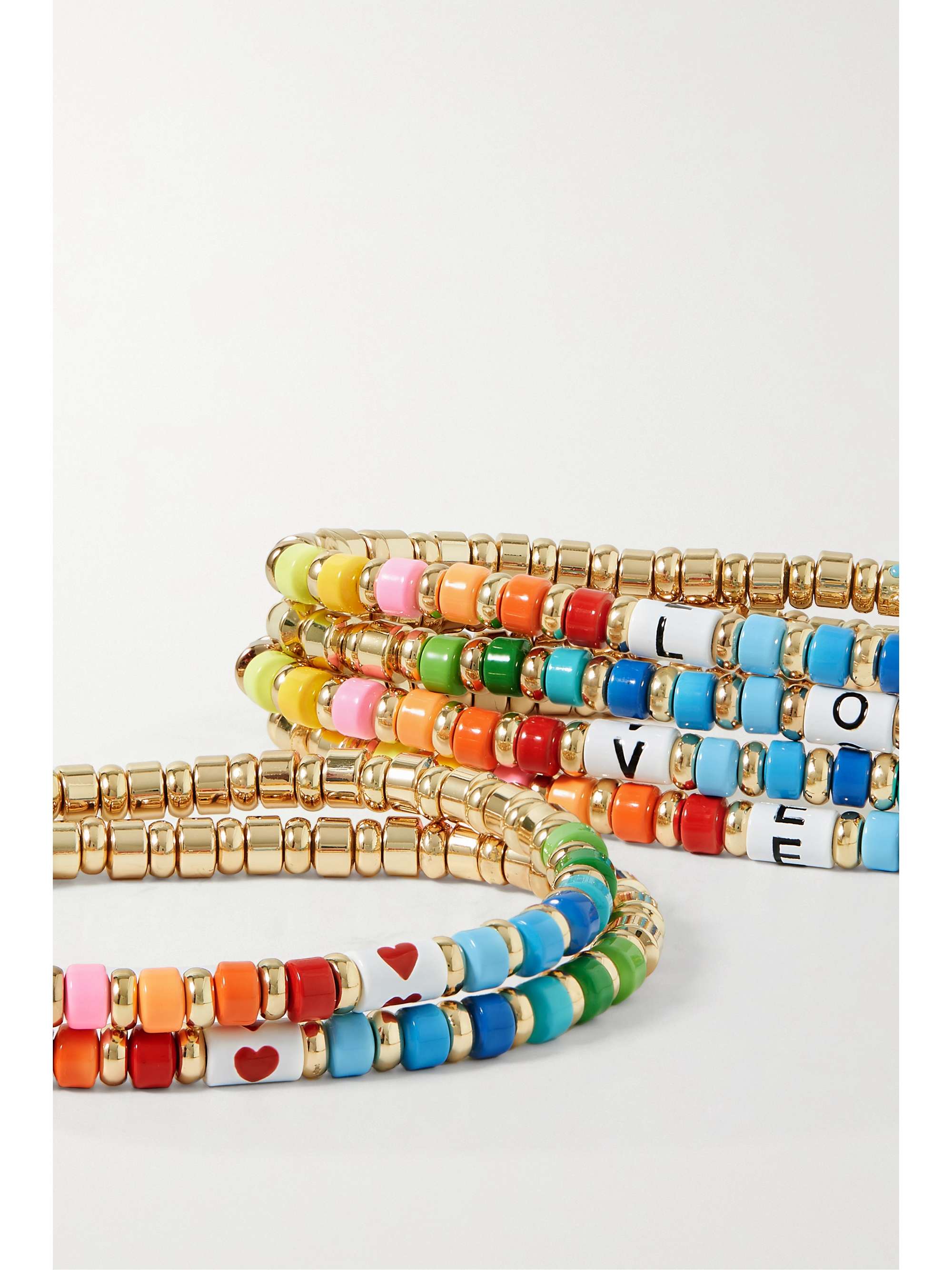 ROXANNE ASSOULIN Little Letter In Love set of six gold-tone and enamel bracelets