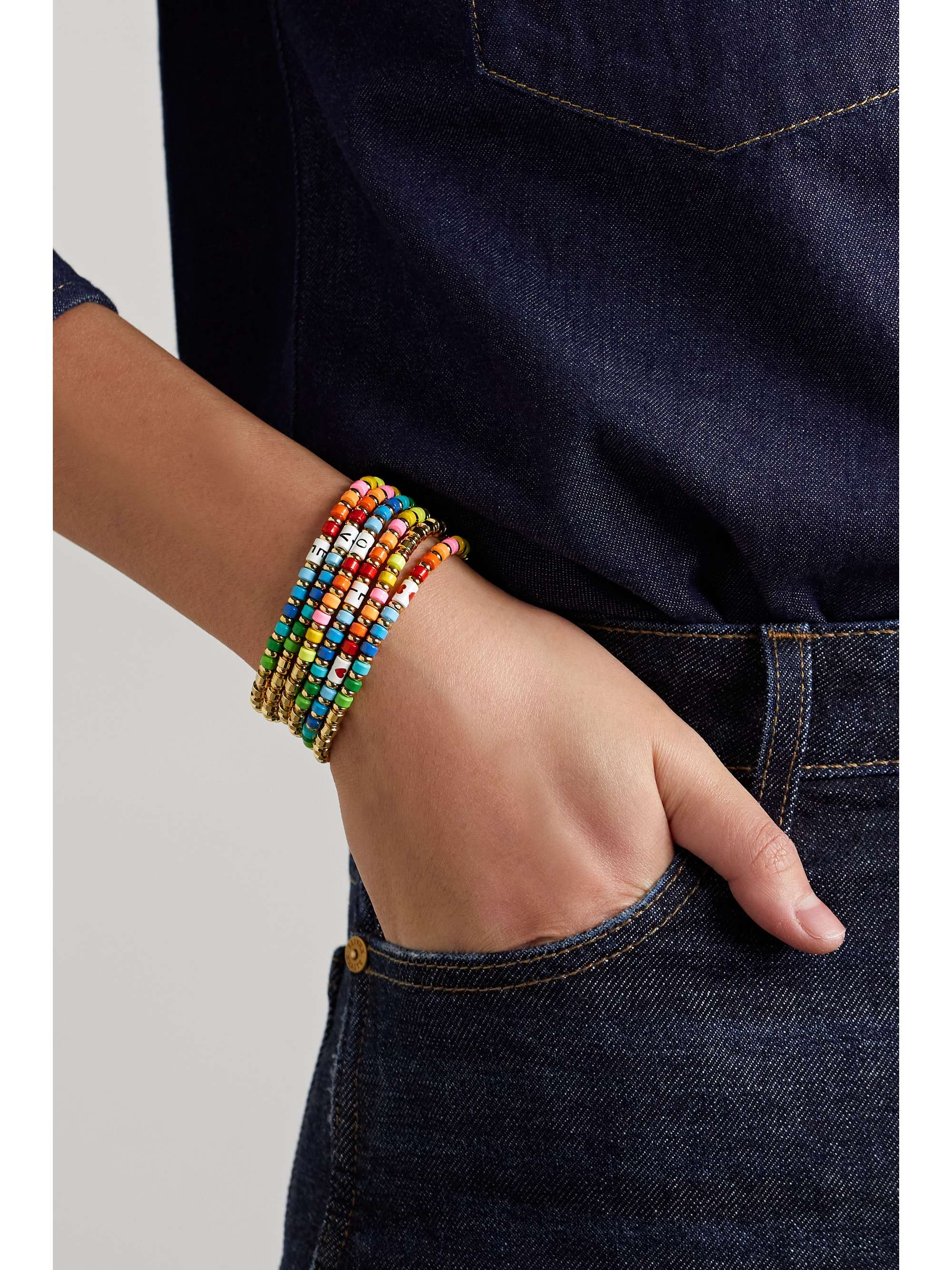 ROXANNE ASSOULIN Little Letter In Love set of six gold-tone and enamel bracelets
