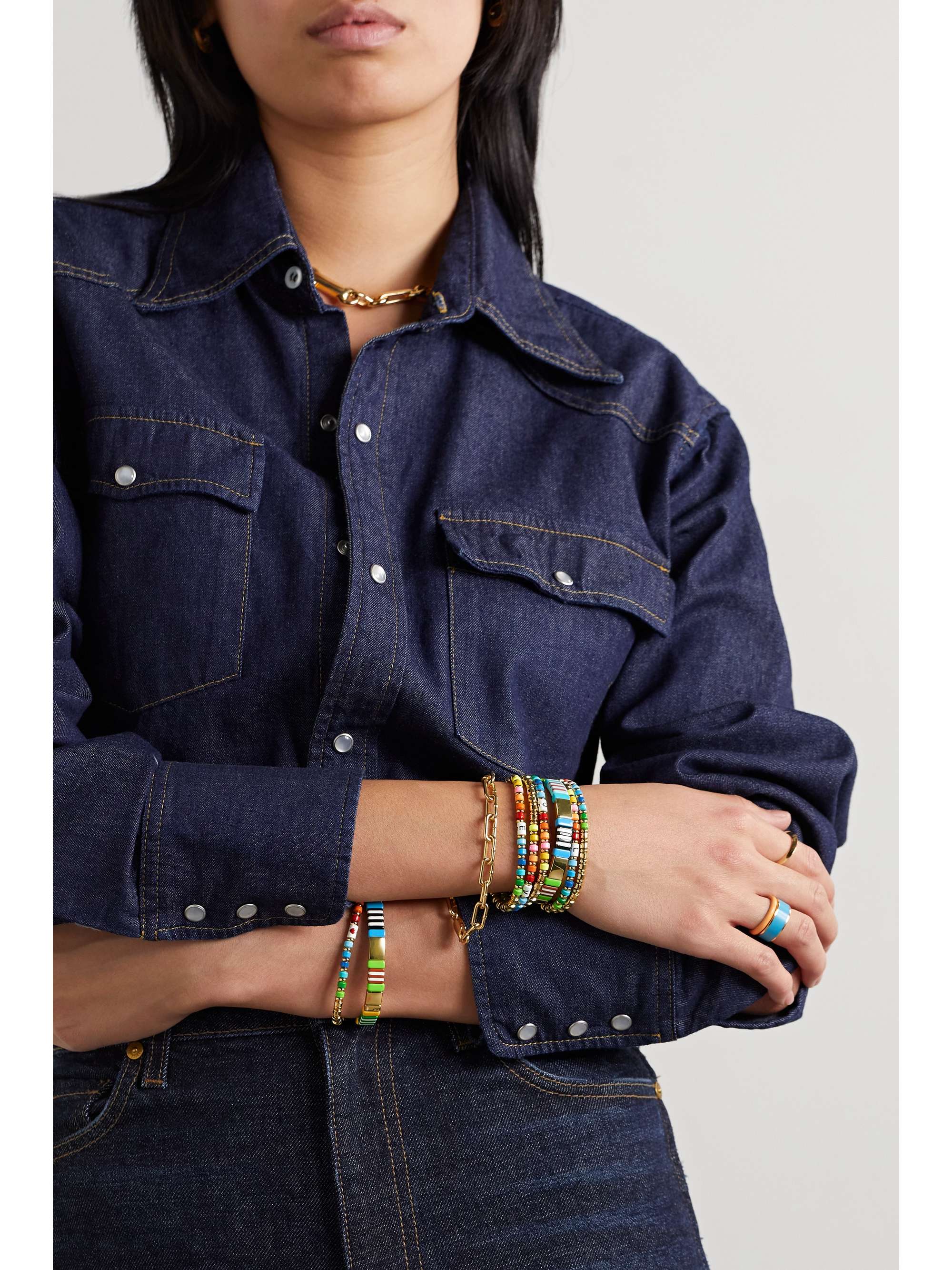 ROXANNE ASSOULIN Little Letter In Love set of six gold-tone and enamel bracelets