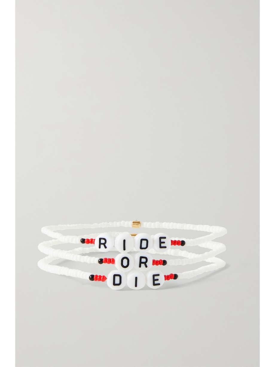 net-a-porter.com | Ride or Die set of three gold-tone beaded bracelets