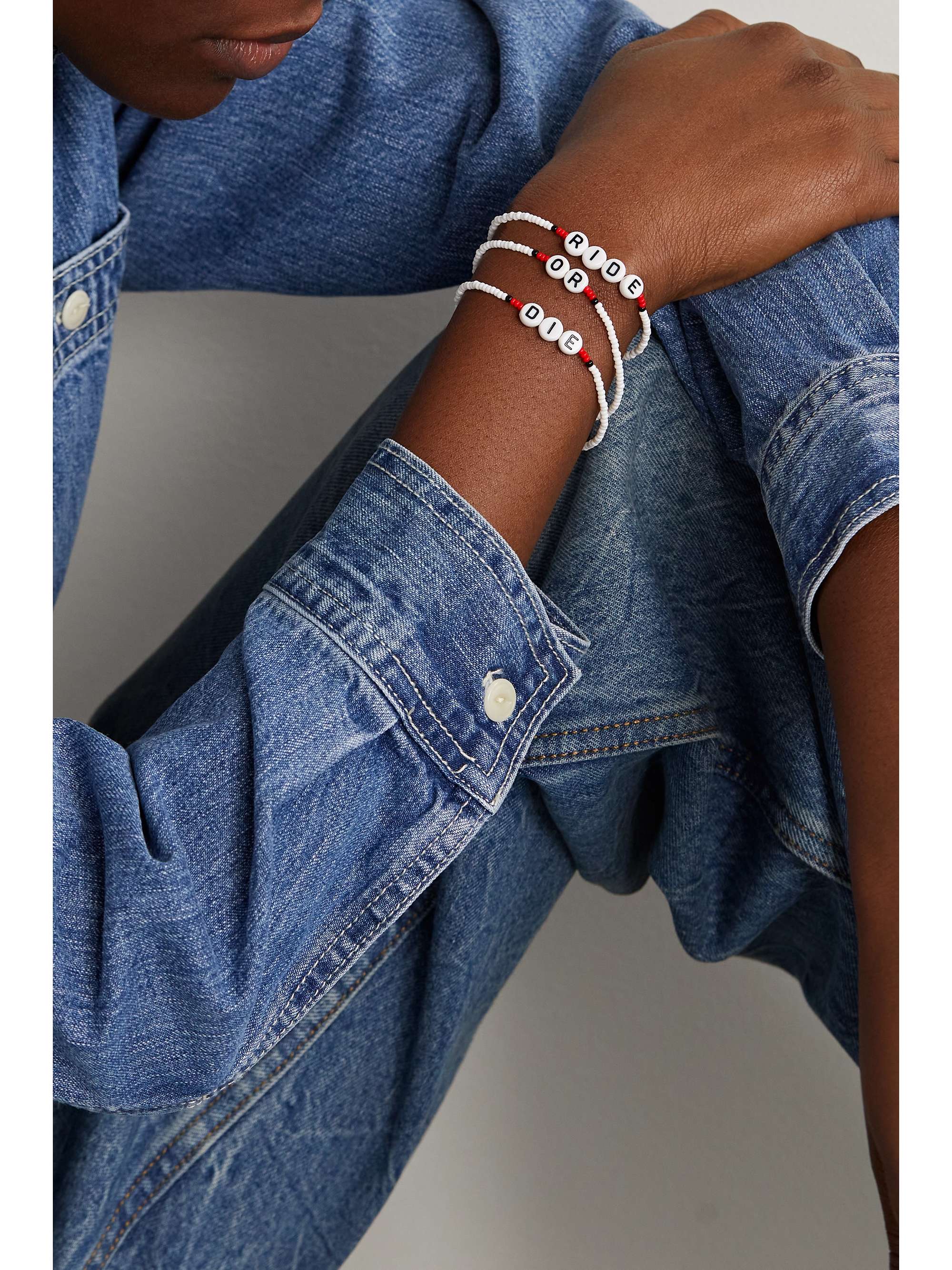 ROXANNE ASSOULIN Ride or Die set of three gold-tone beaded bracelets