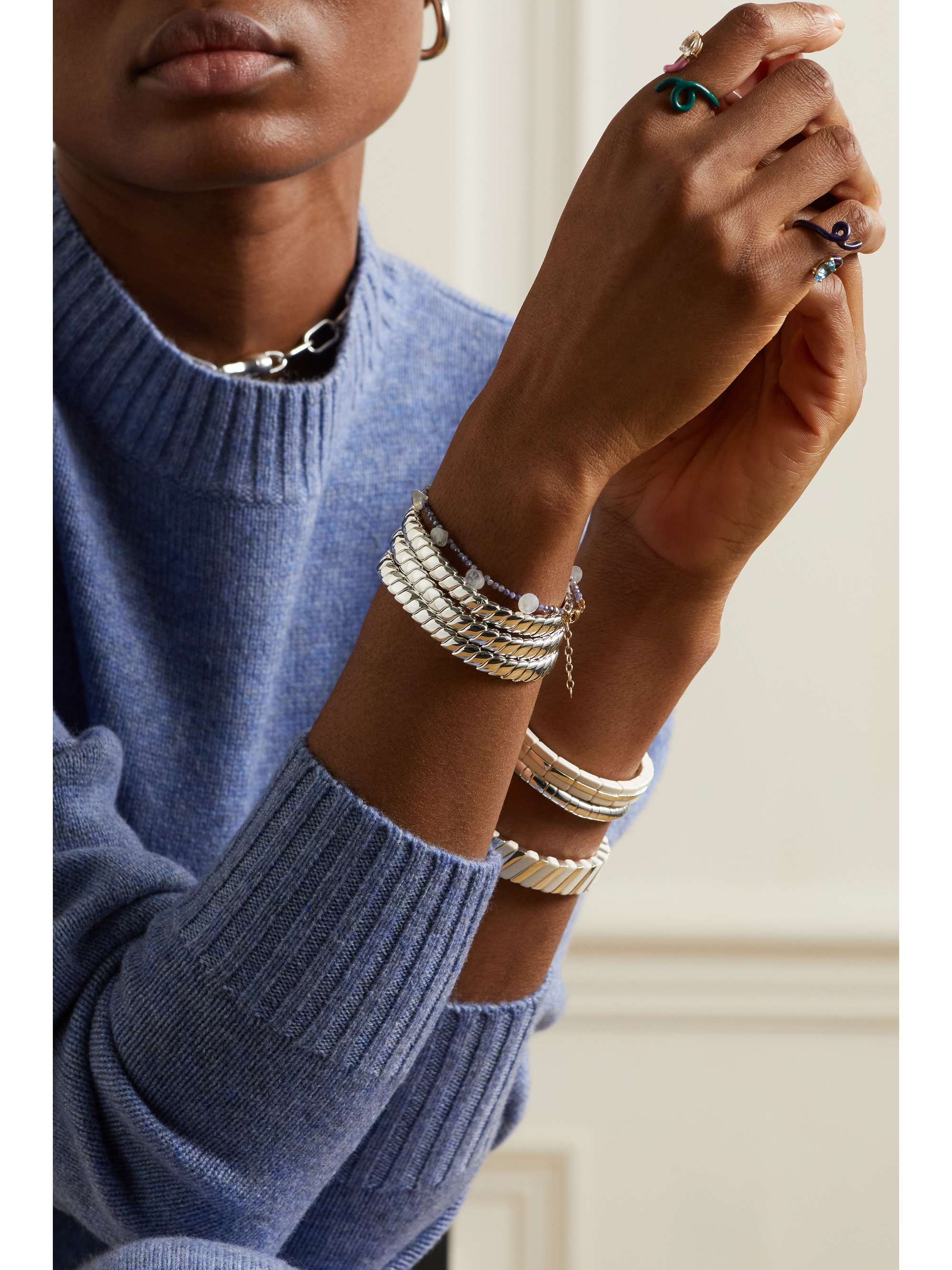 ROXANNE ASSOULIN Smooth Moves set of three silver-tone bracelets