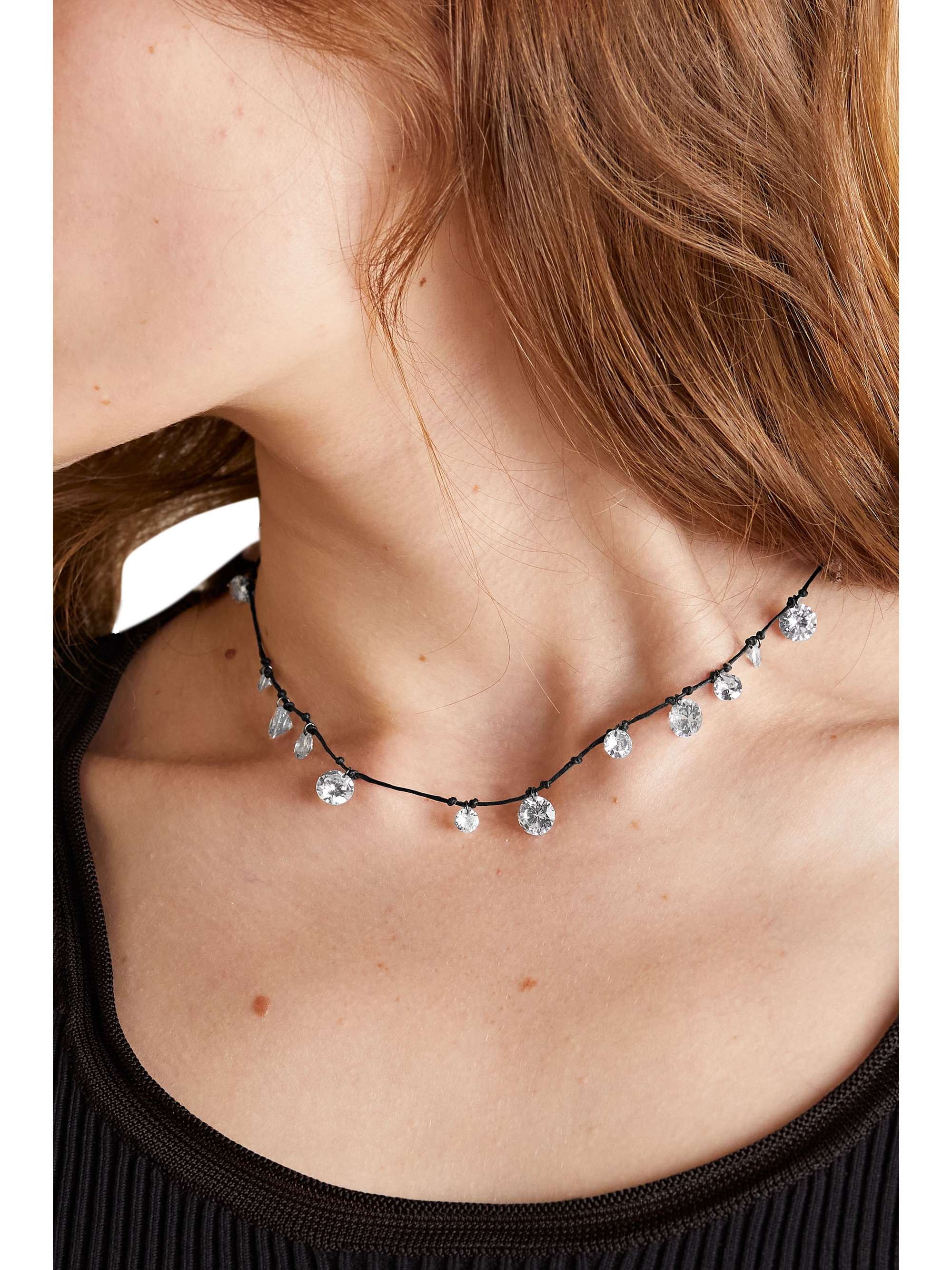 ROXANNE ASSOULIN Drip Drop gold-tone, linen and crystal choker