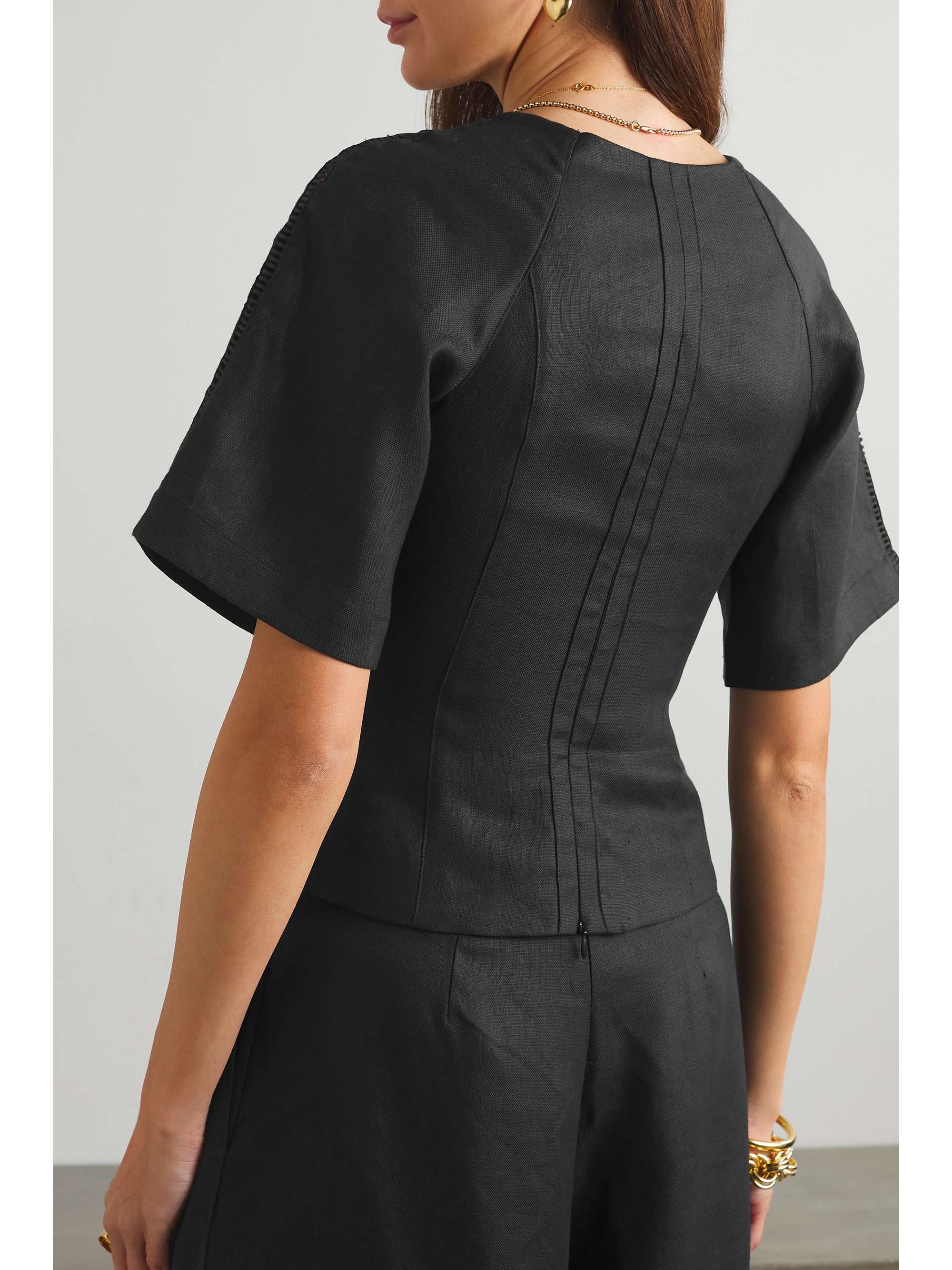 JOSLIN Mallory lace-trimmed linen-batiste blouse