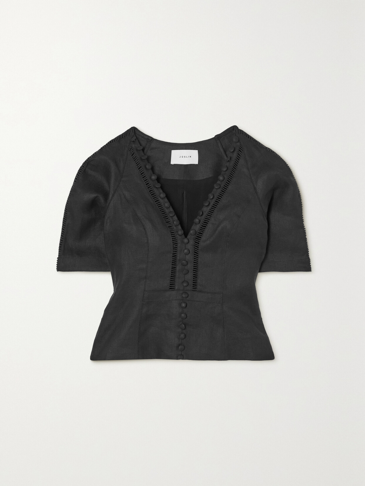 Joslin - Mallory Lace-trimmed Linen-batiste Blouse - Black