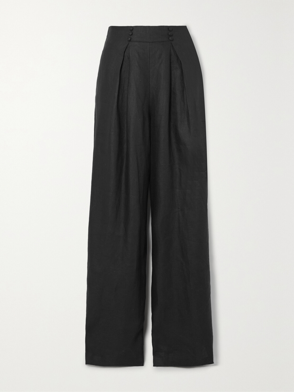 Joslin Peyton Linen-batiste Wide-leg Pants - Black