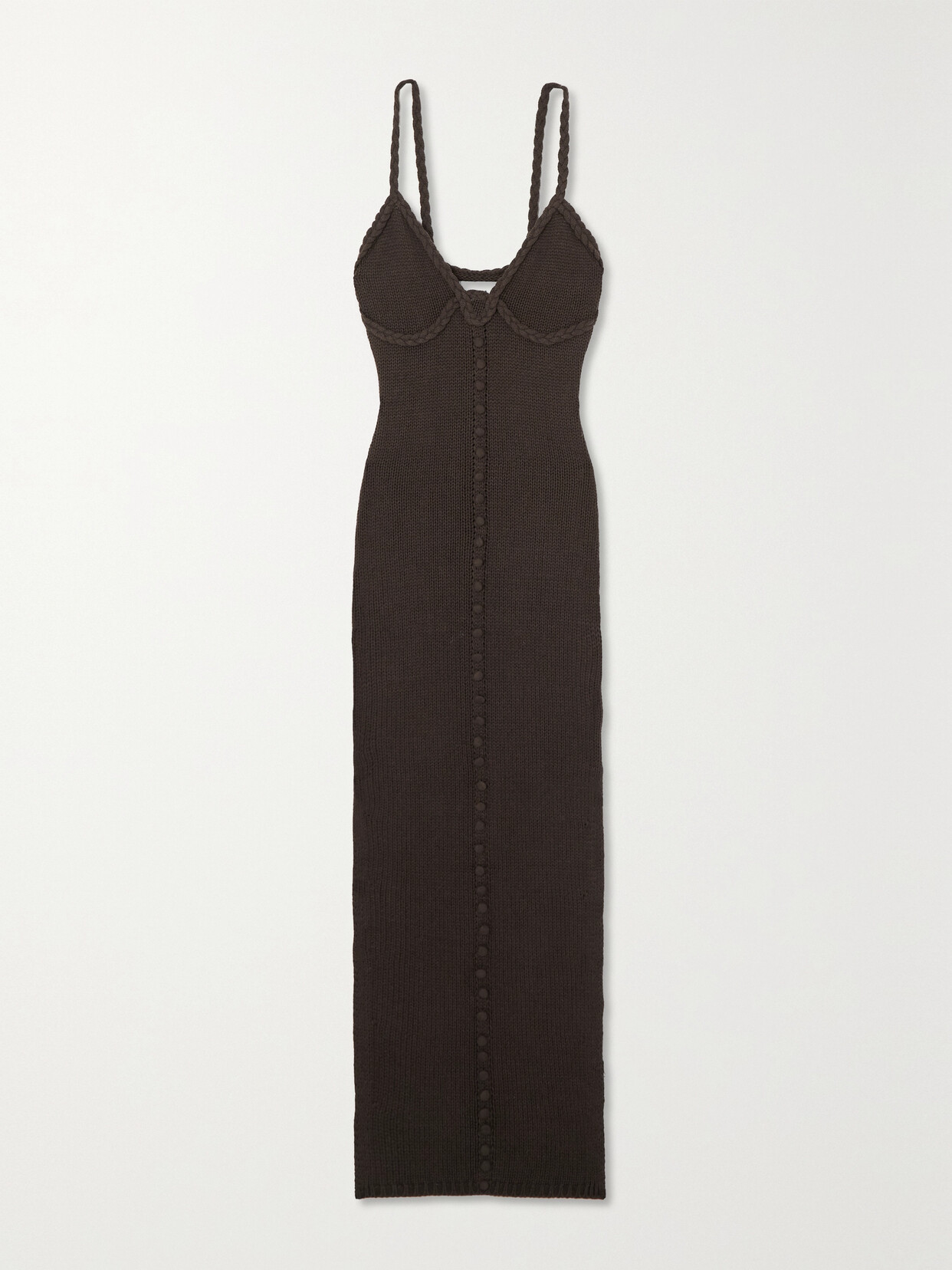 Joslin India Braided Cotton And Cashmere-blend Midi Dress - Brown