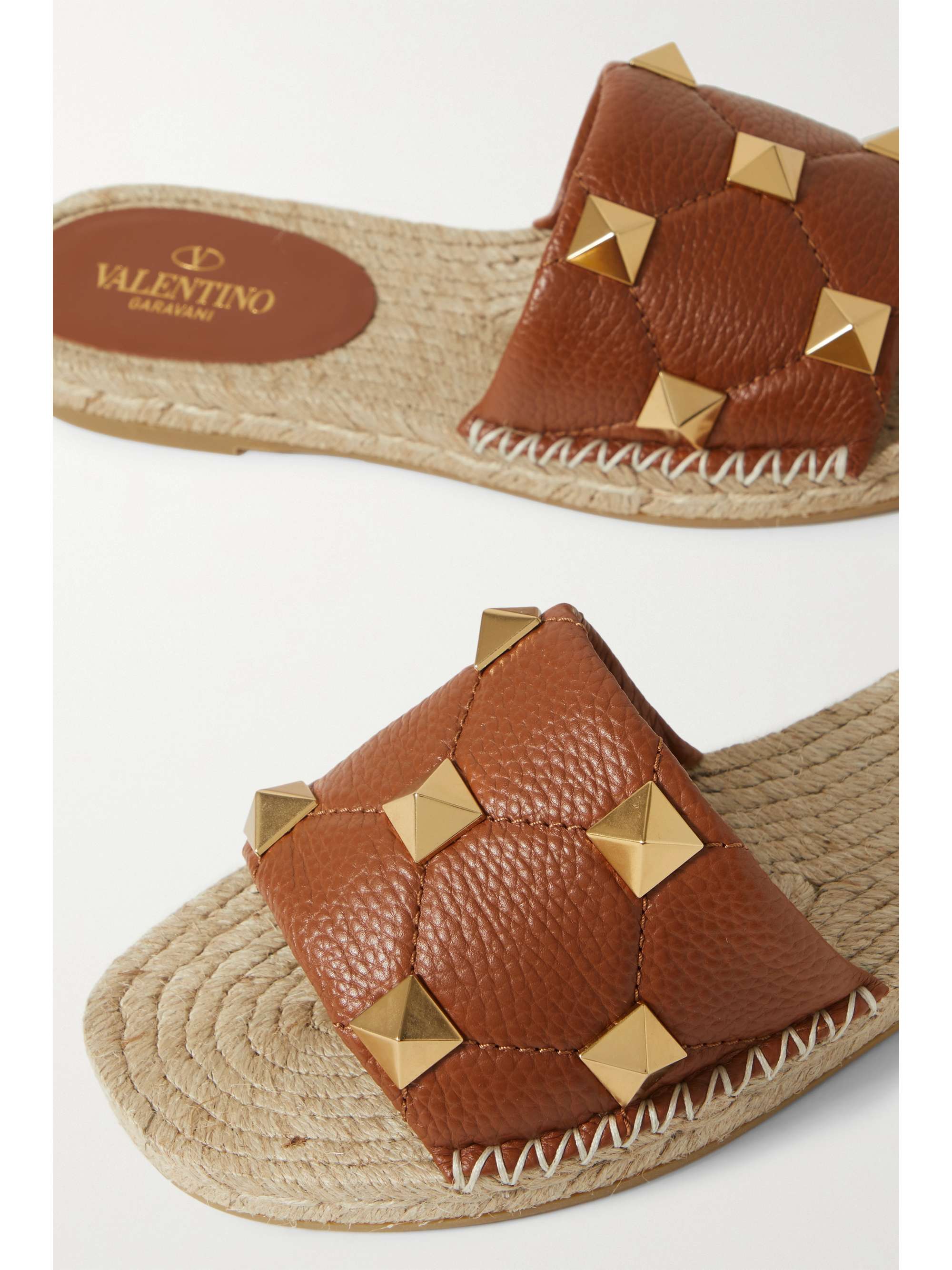 VALENTINO GARAVANI Roman Stud quilted leather espadrille slides