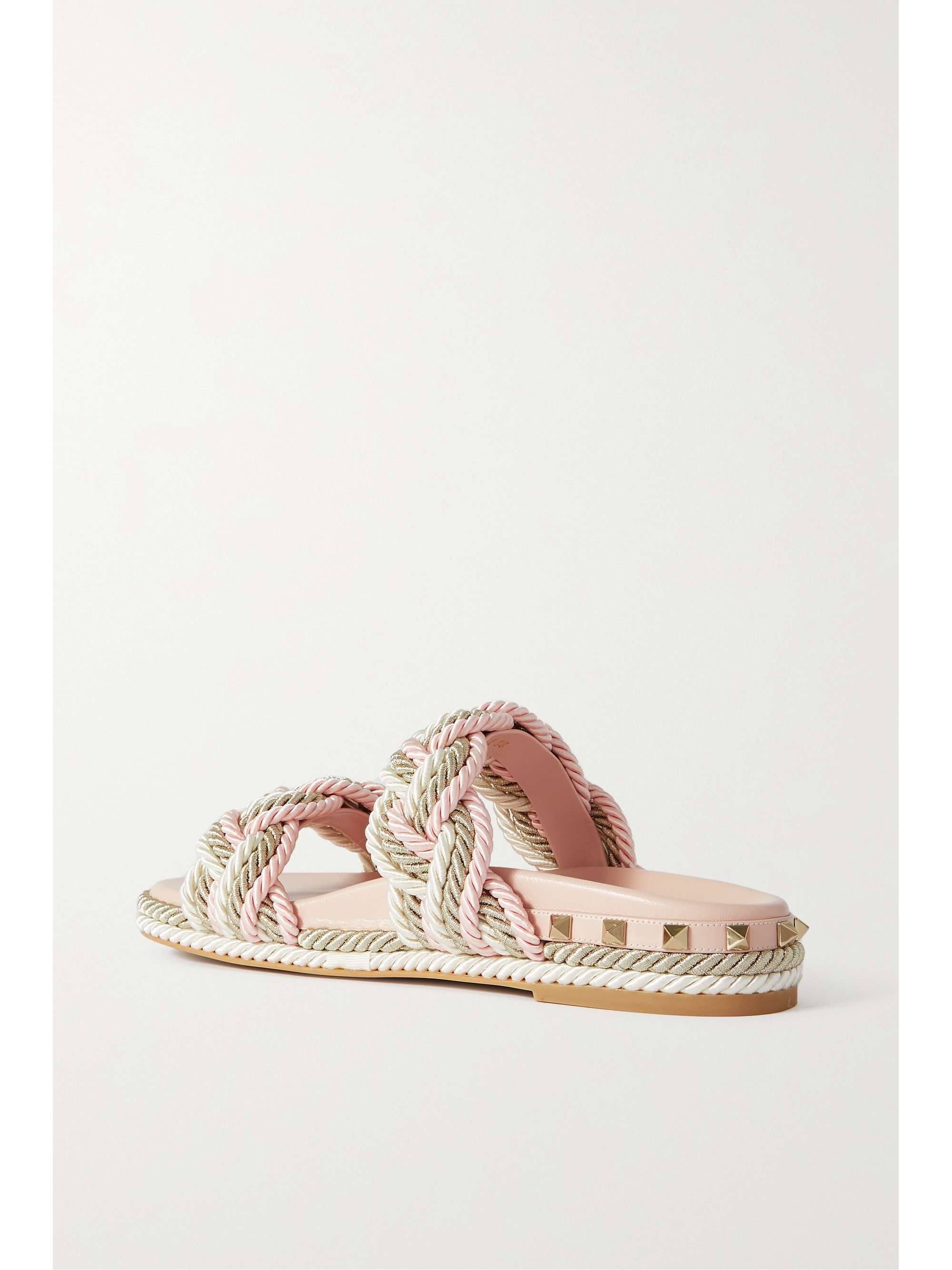 VALENTINO GARAVANI Rockstud Torchon braided rope sandals | NET-A-PORTER