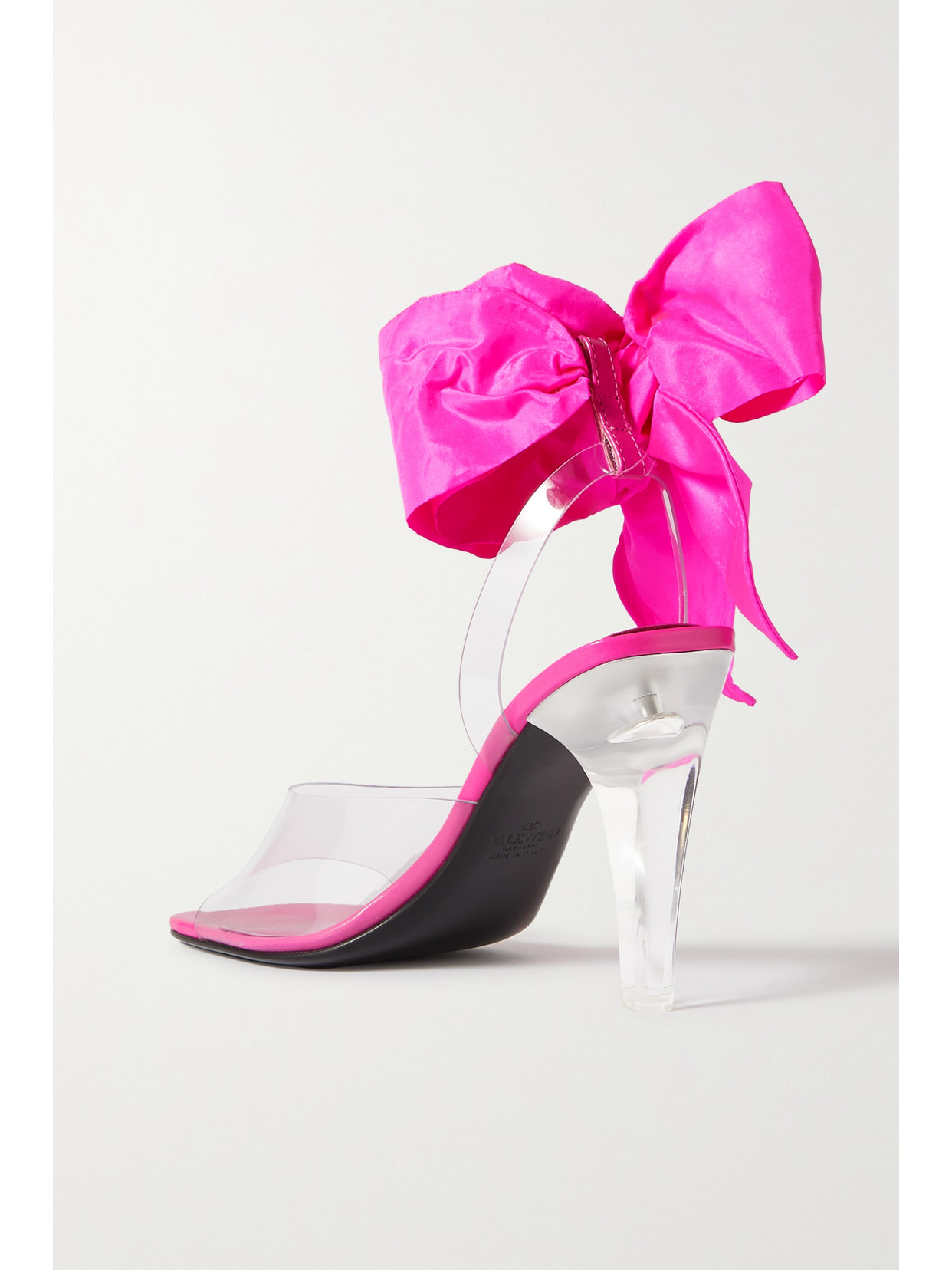 Garavani - Party 100 Bow-Detailed Taffeta-Trimmed Pvc Sandals