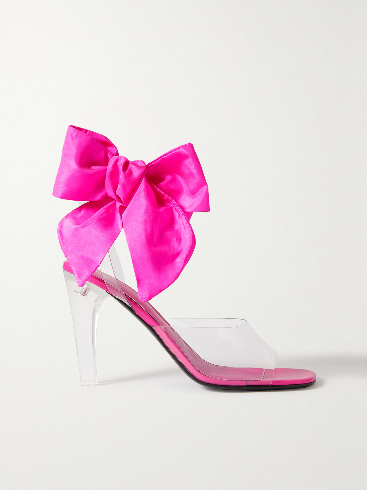 Valentino Garavani - Party 100 Bow-detailed Taffeta-trimmed Pvc Sandals - Pink