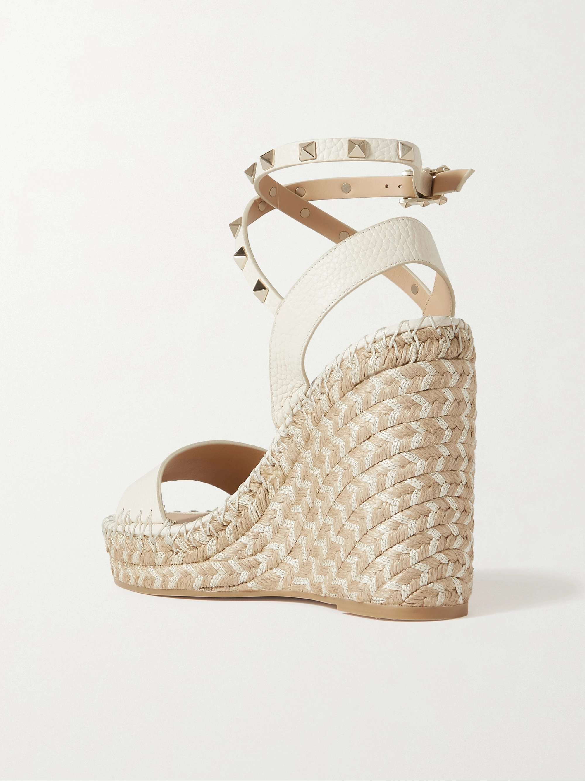 VALENTINO GARAVANI Rockstud leather espadrille wedge sandals