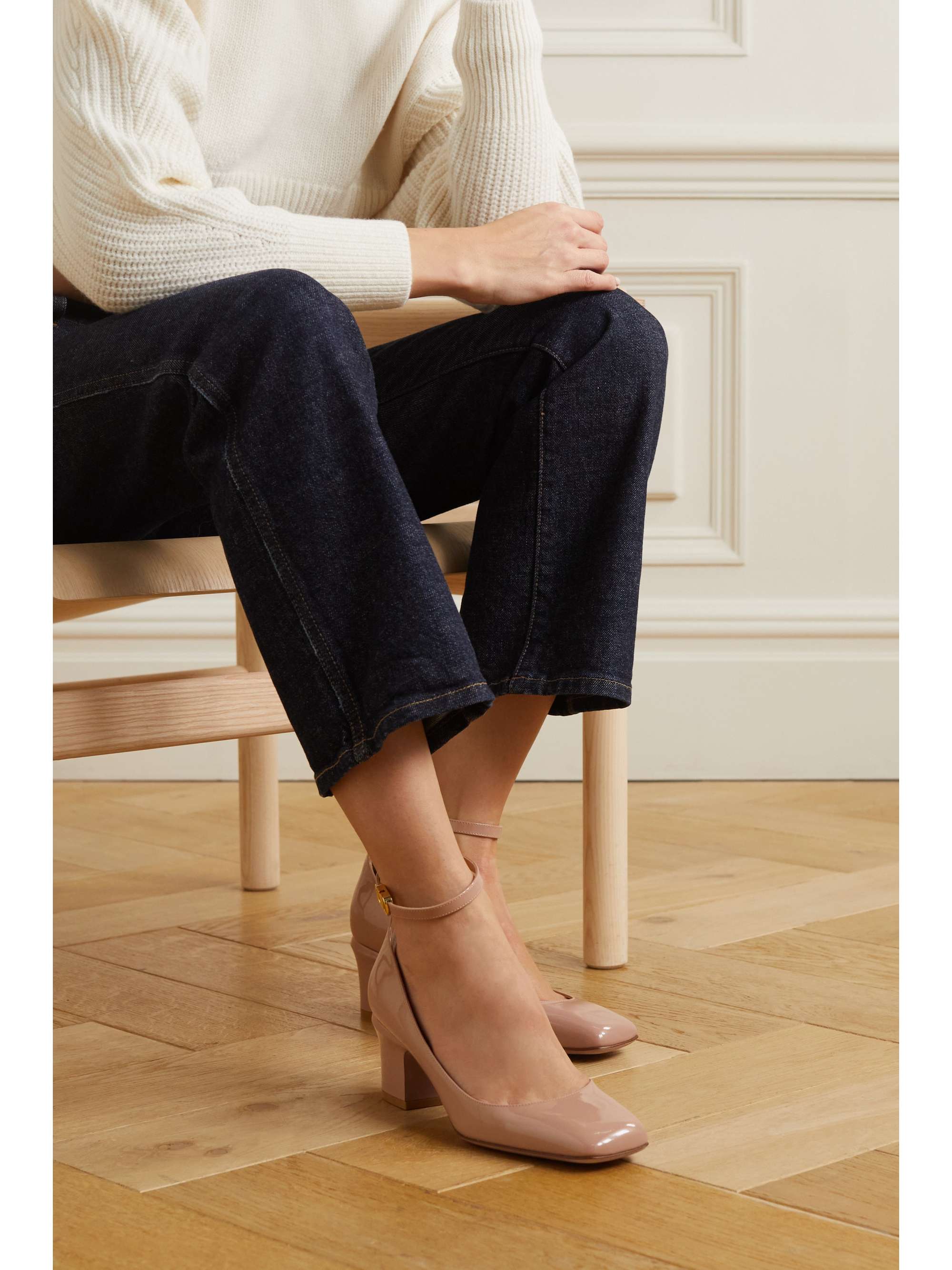 VALENTINO GARAVANI Tan-Go 60 patent-leather pumps
