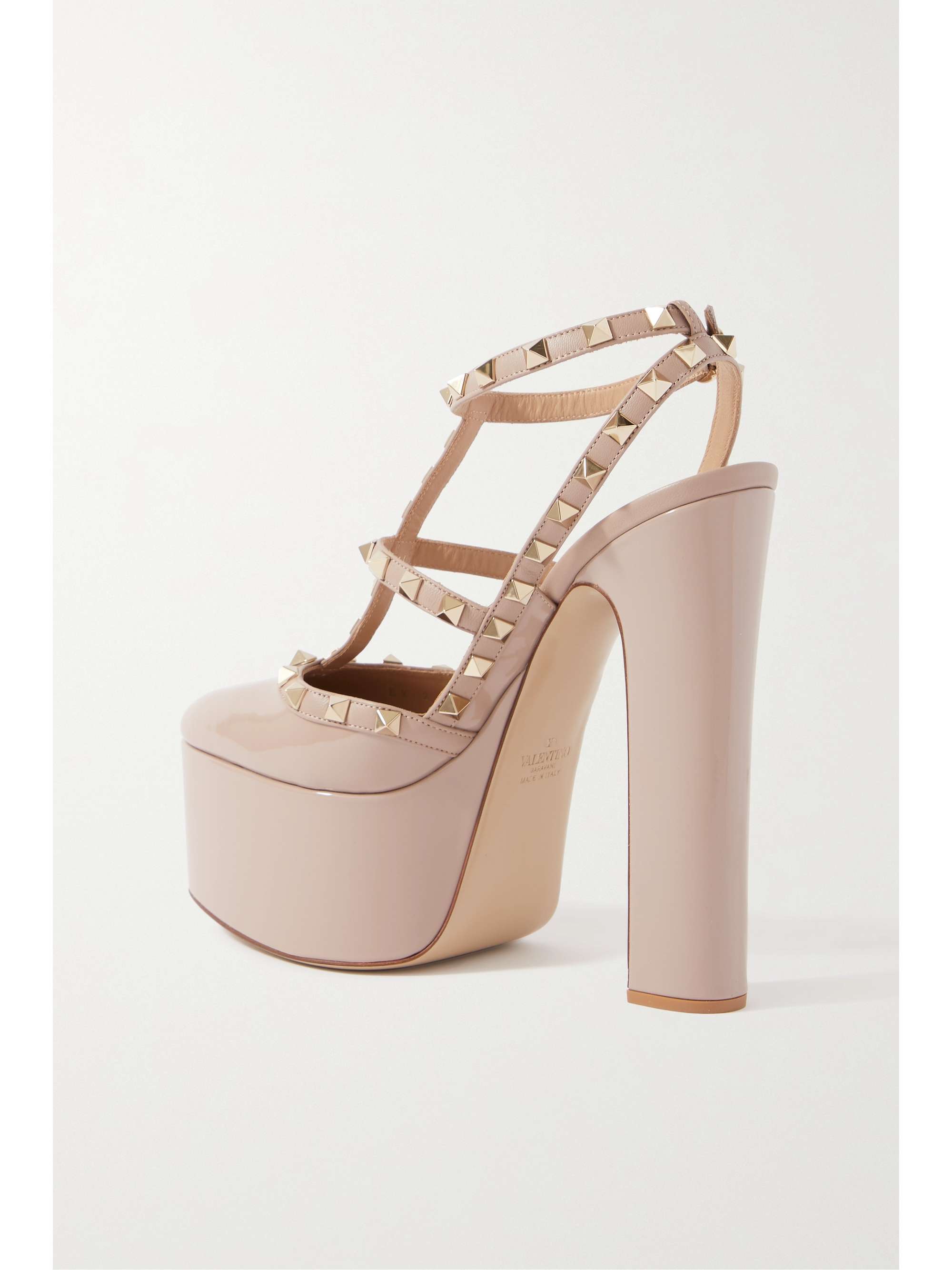 VALENTINO GARAVANI Rockstud 155 patent-leather platform pumps
