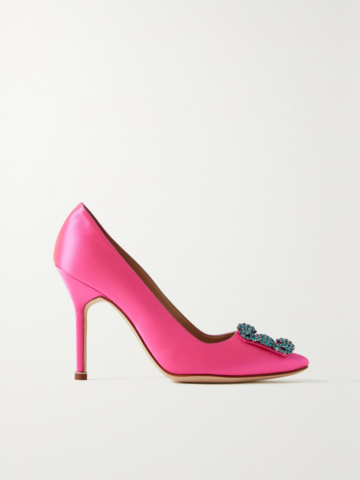 Manolo Blahnik - Hangisi 105 Embellished Satin Pumps - Pink