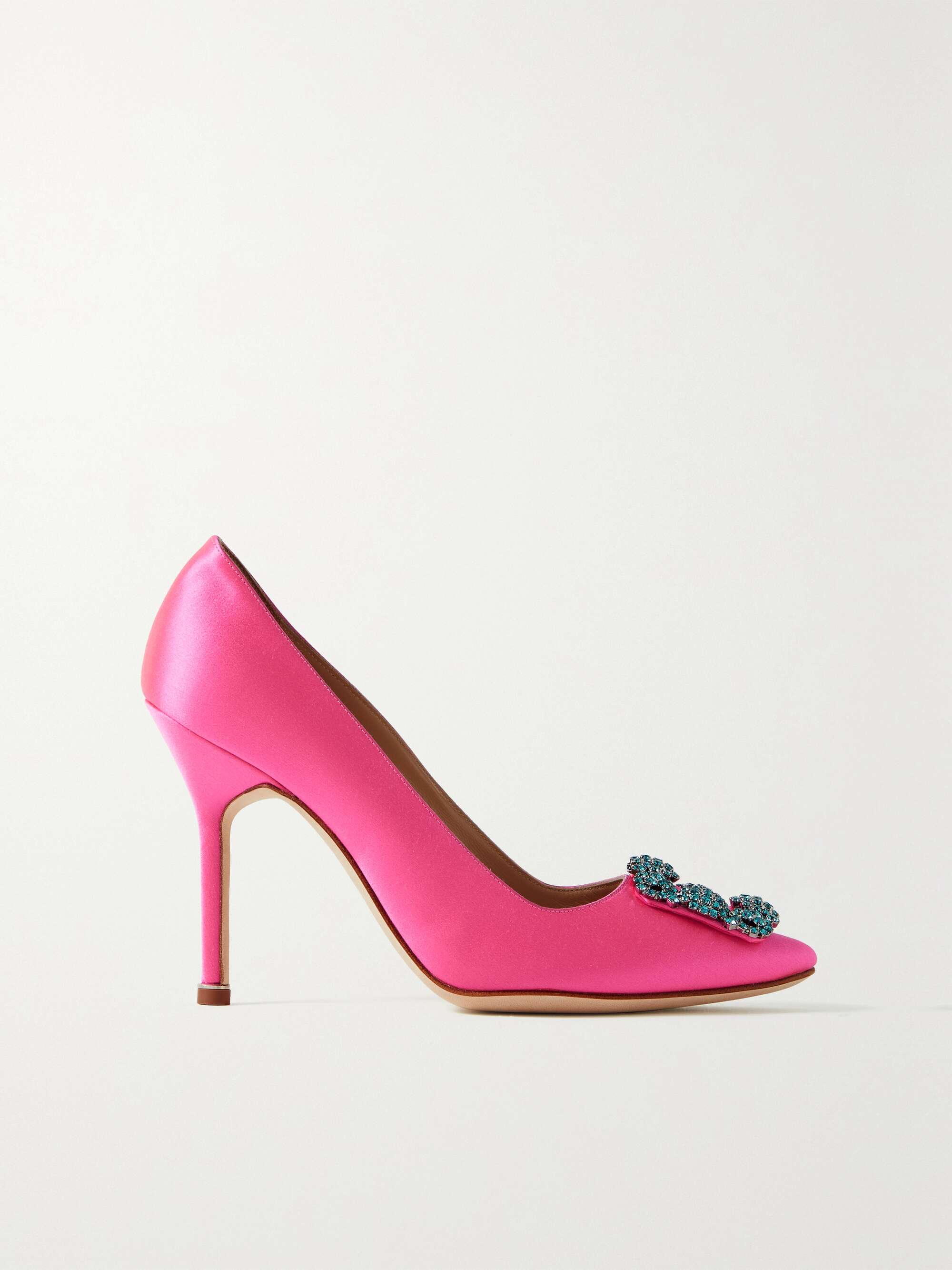 MANOLO BLAHNIK Hangisi 105 embellished satin pumps | NET-A-PORTER