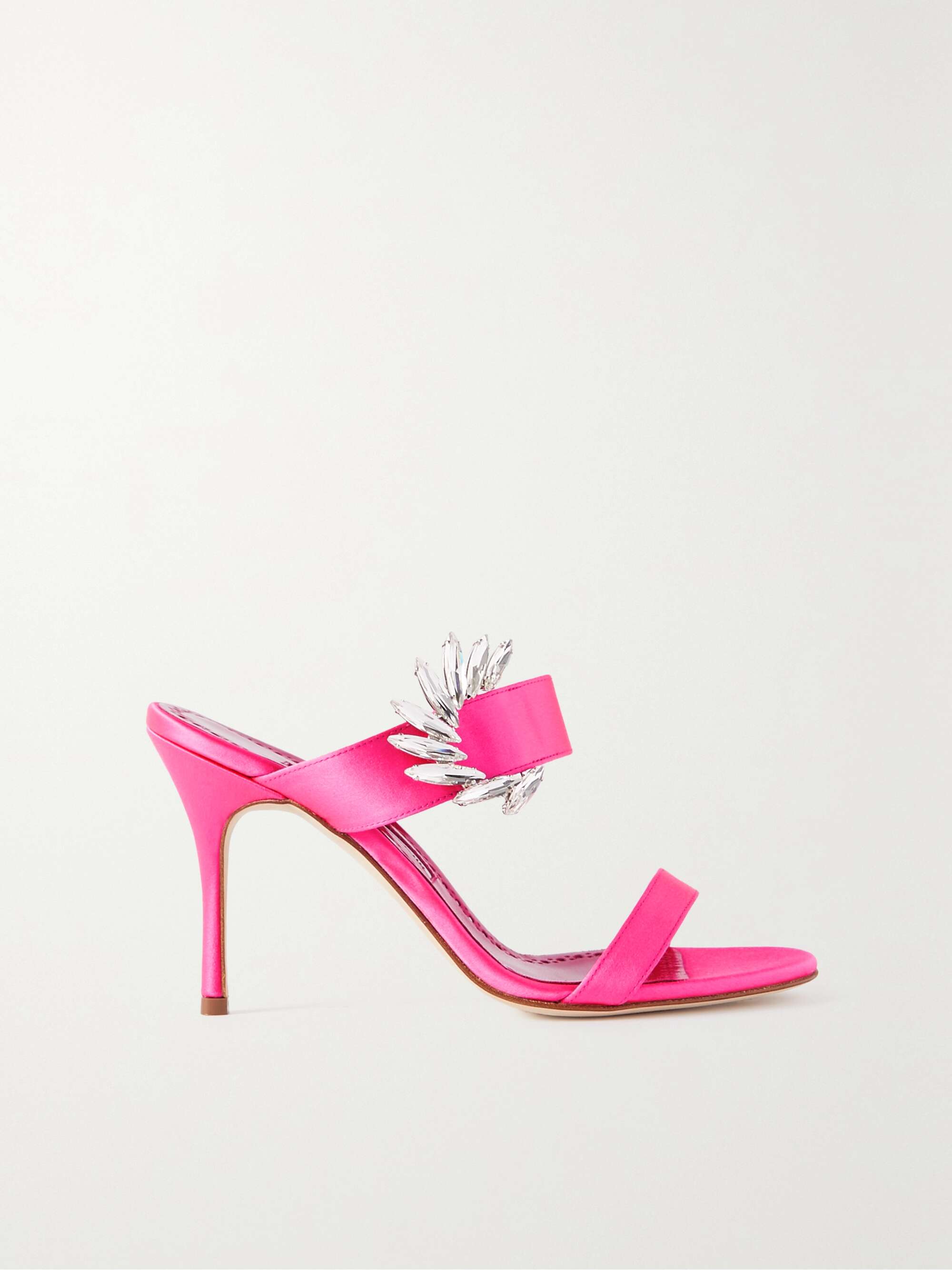 MANOLO BLAHNIK Chivela 90 crystal-embellished satin mules | NET-A-PORTER