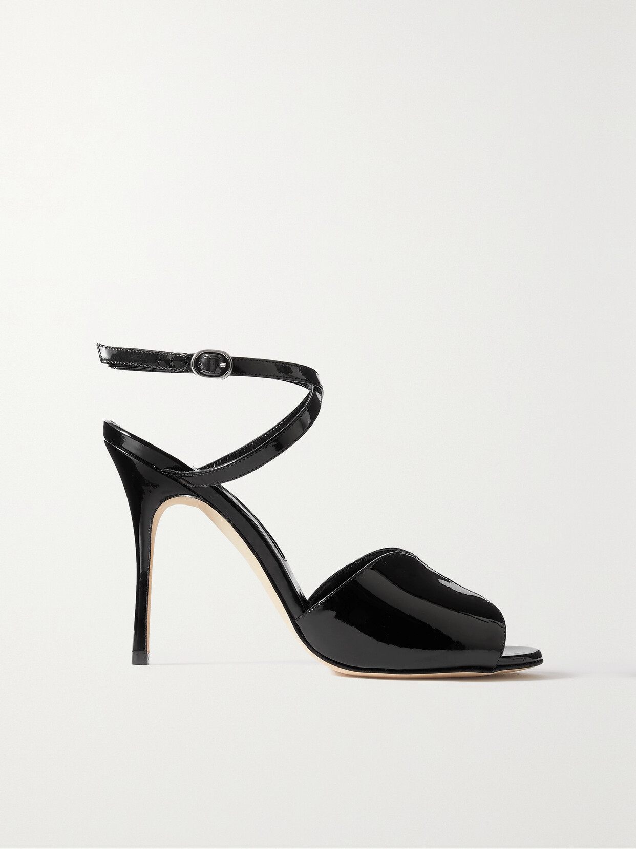 Manolo Blahnik - Hourani 105 Patent-leather Sandals - Black