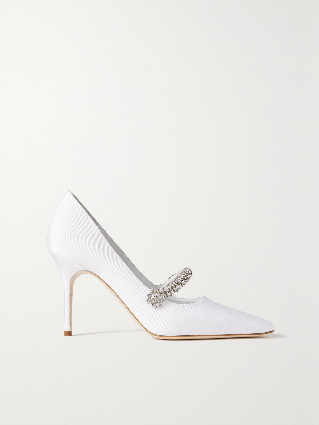 Manolo Blahnik - Kanemba 90 Crystal-embellished Faille Pumps - White