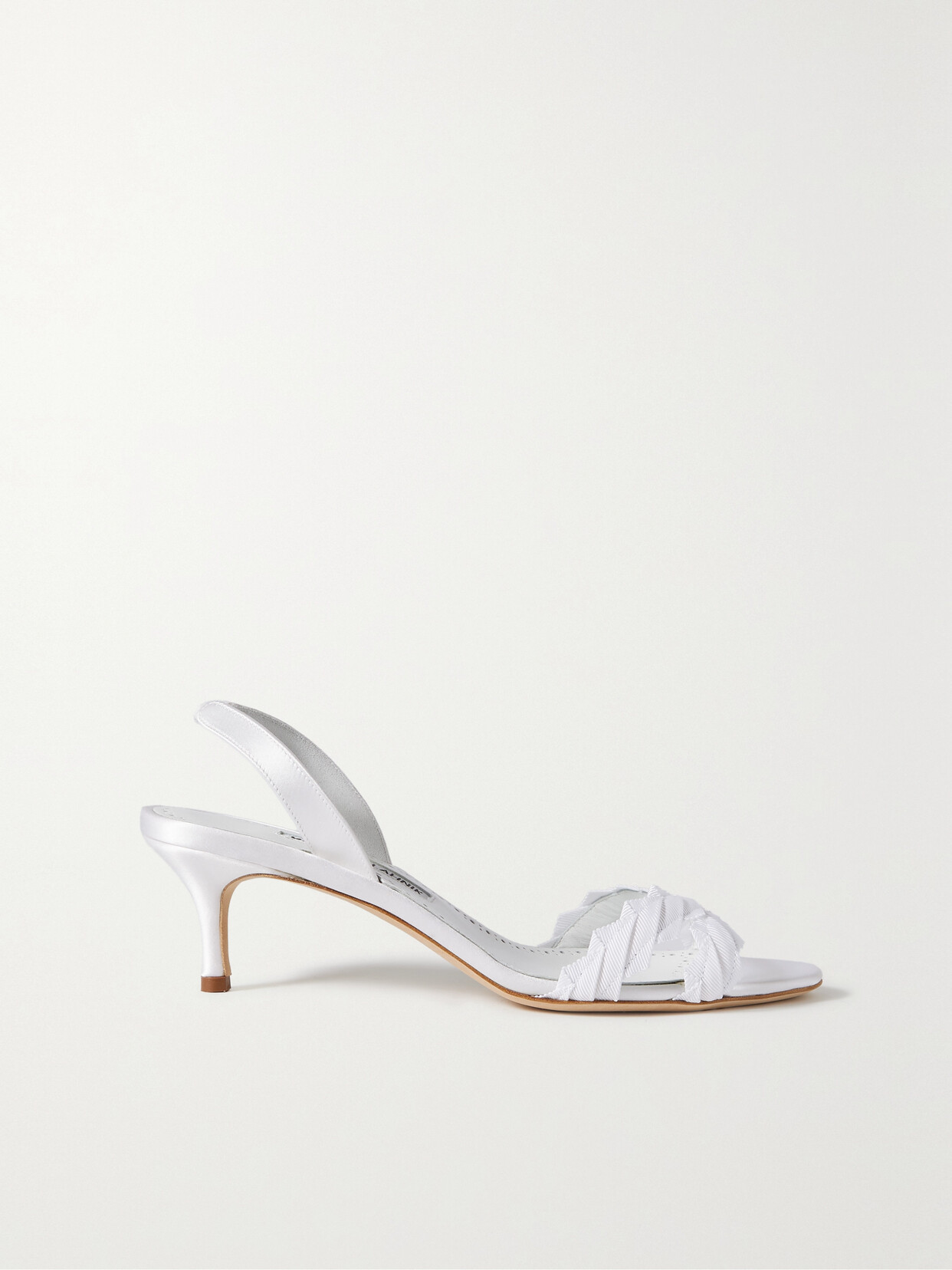 Manolo Blahnik - Ligra 50 Faille-trimmed Satin Slingback Sandals - White