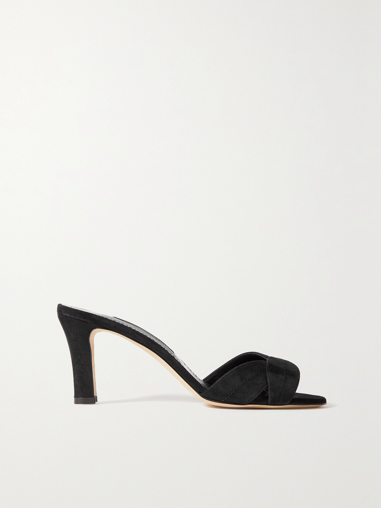 Manolo Blahnik - Siemu 70 Paneled Suede Mules - Black