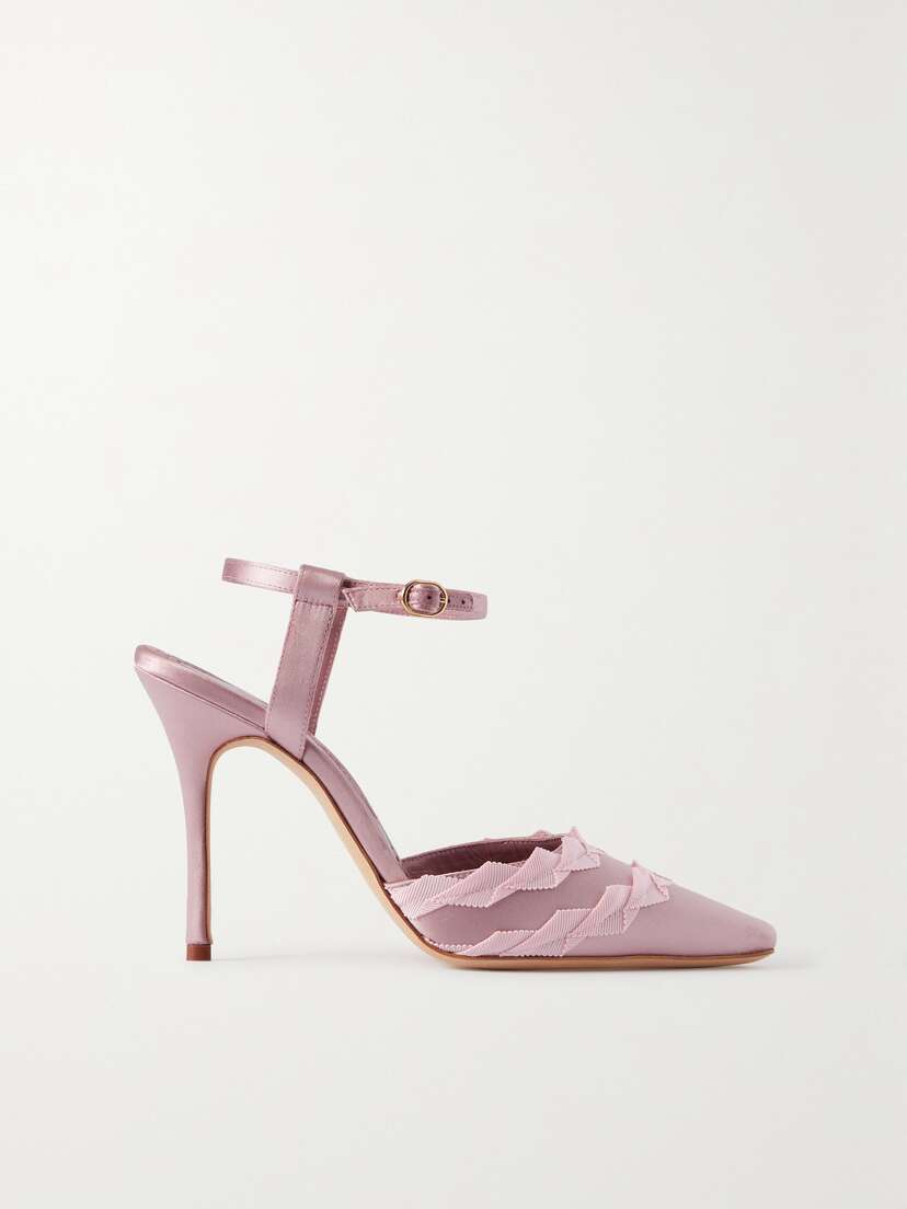 Manolo Blahnik Ayma 105 Grosgrain-trimmed Satin Pumps